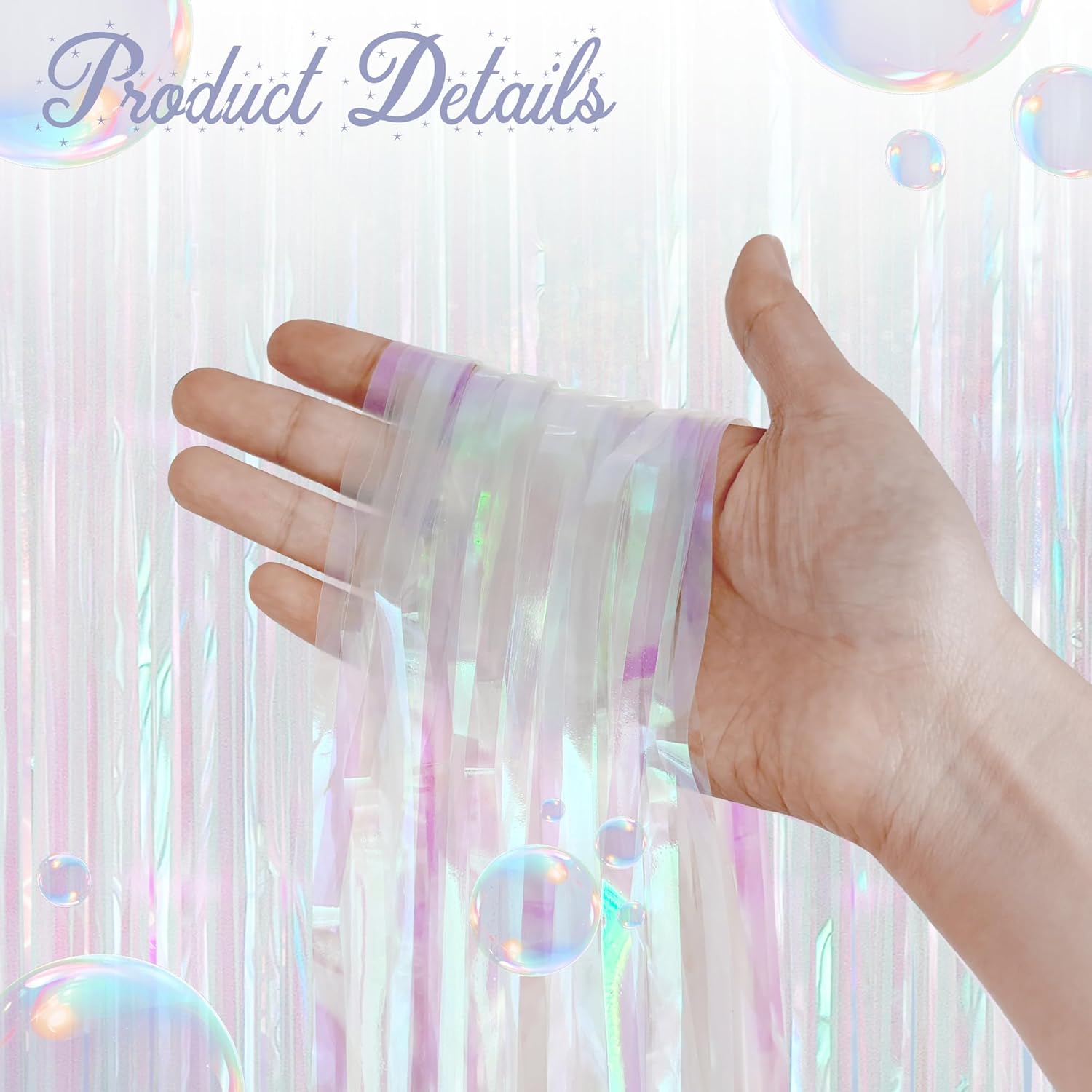 2 Pack White Iridescent Streamers Backdrop