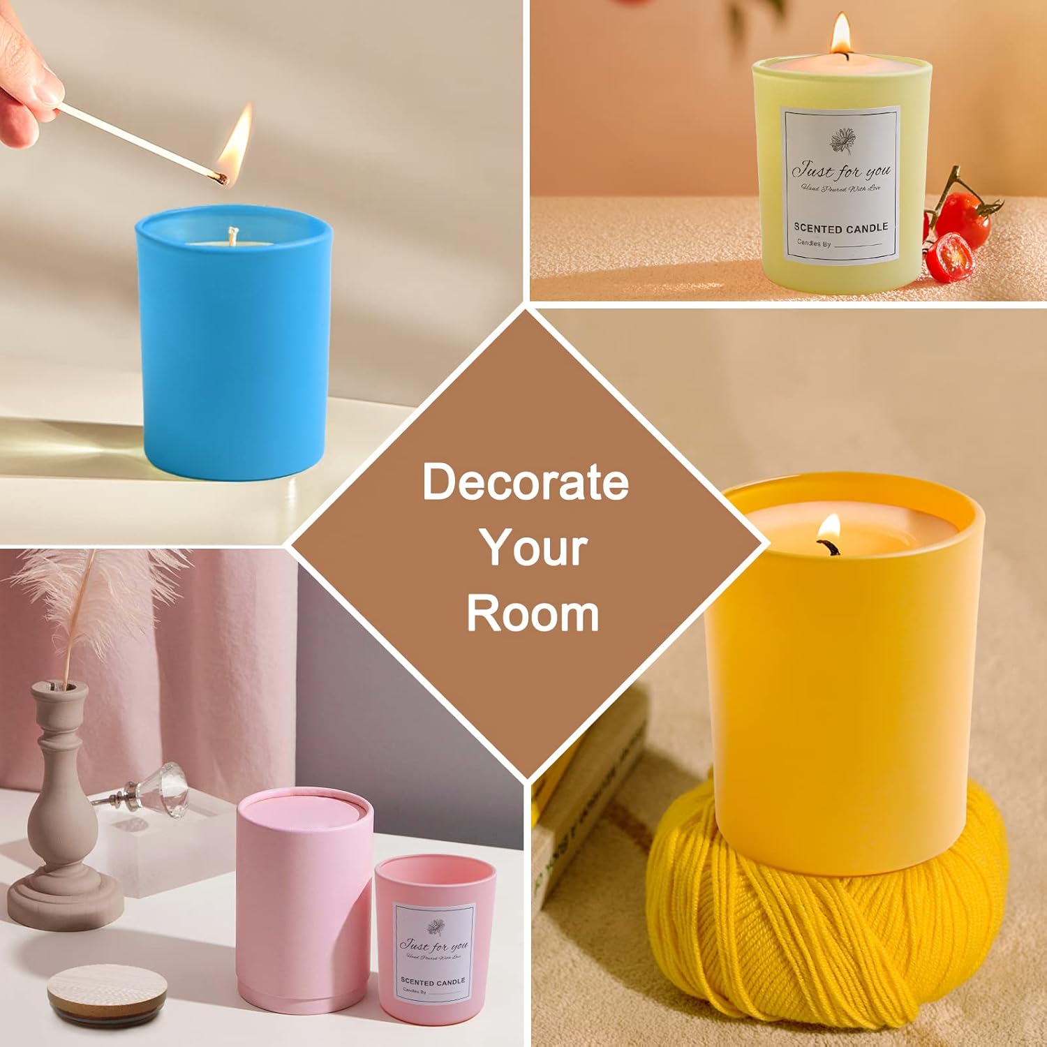 CONNOO 15 Pack Glass Candle Jars with Bamboo Lids for Candle Making