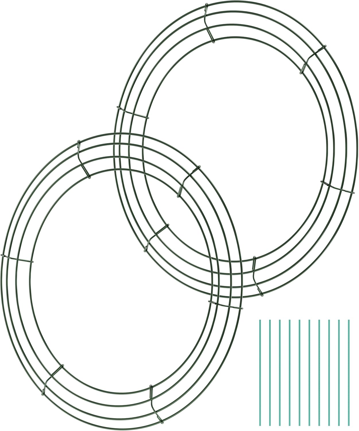 2-Pack 12 Inch Dark Green Wire Wreath Frame