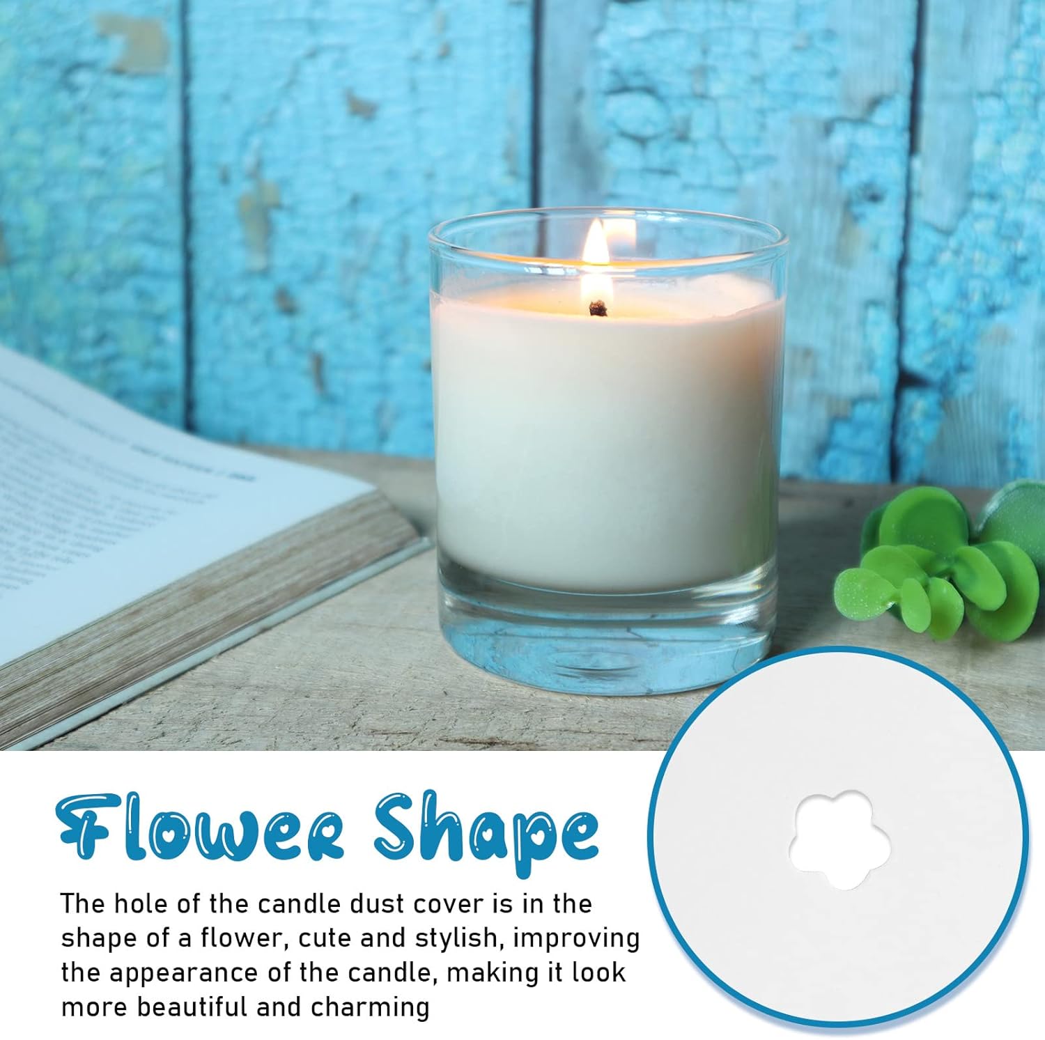 Chinco 100 Piece Paper Candle Lids with Flower Holes 275 Inch White