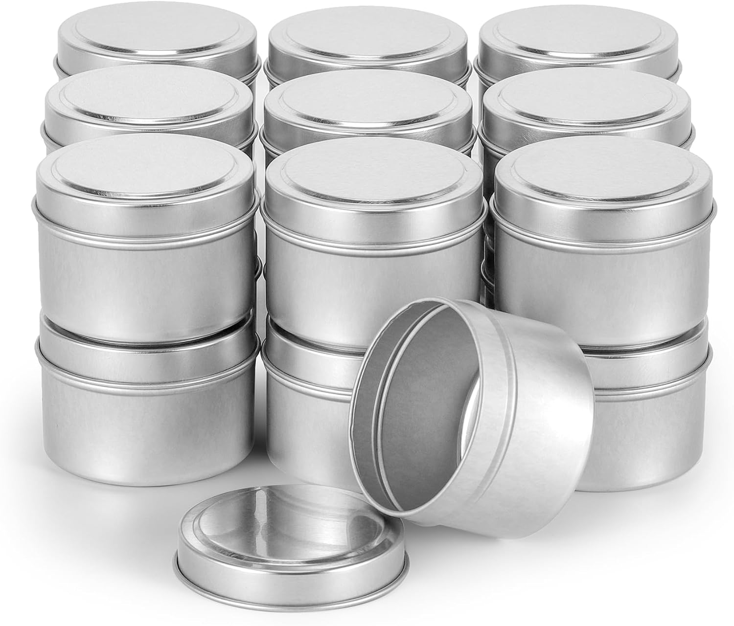 24 Pack Silver Candle Tins with Lids Candle Making Jars for DIY