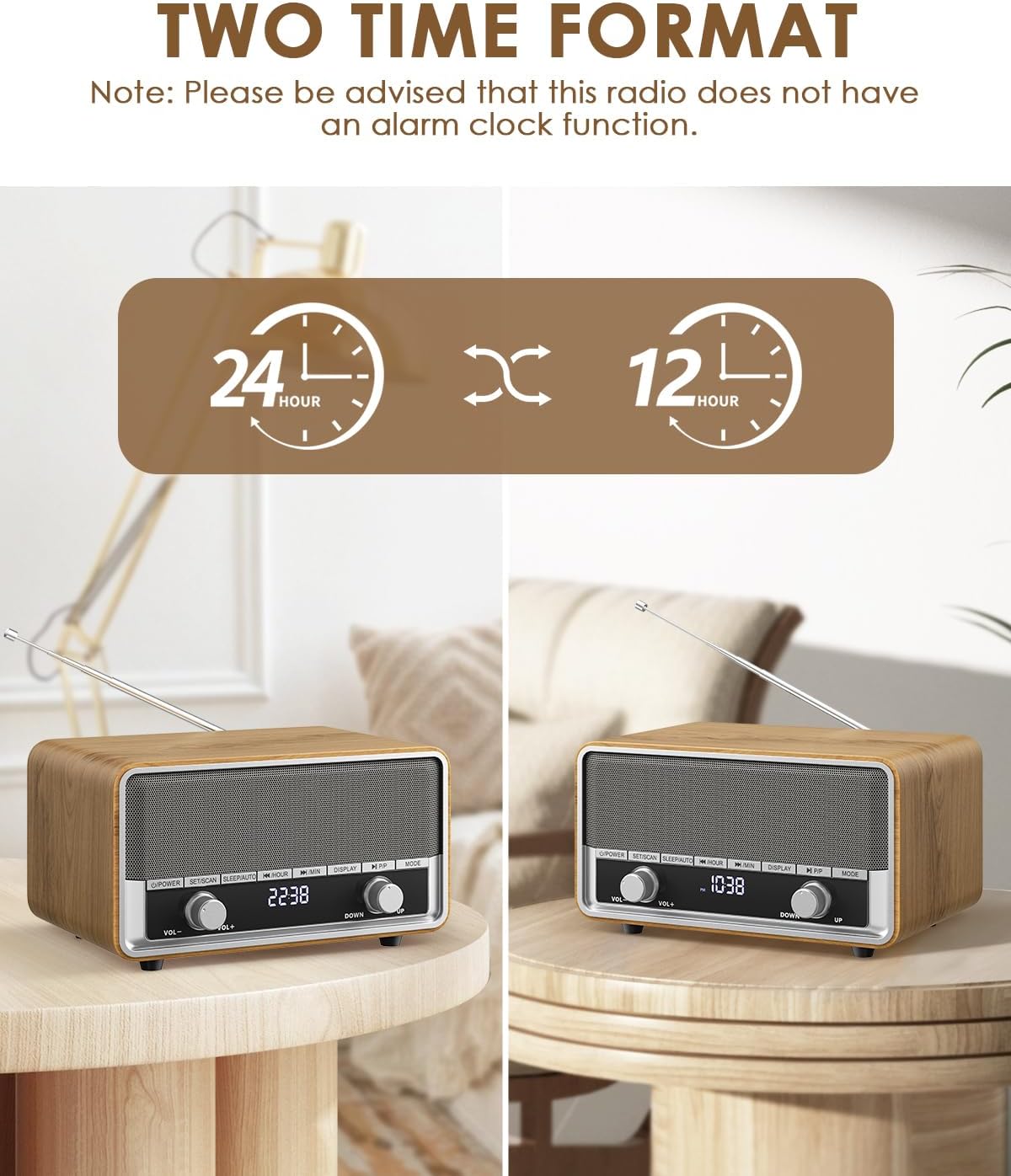 Audiocrazy AM FM Digital Clock Radio with LCD Display and Bluetooth