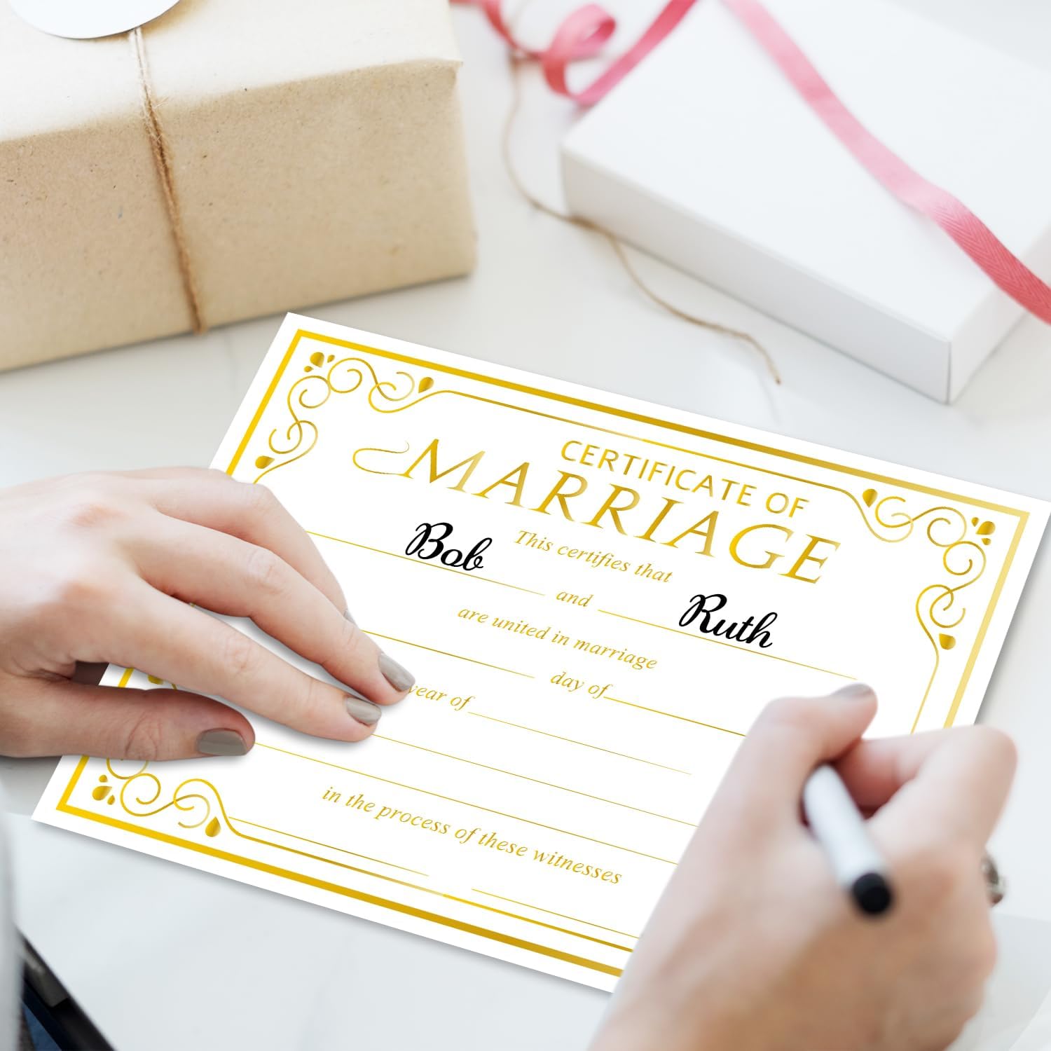 Gold Marriage Certificate Paper for Wedding Ceremony