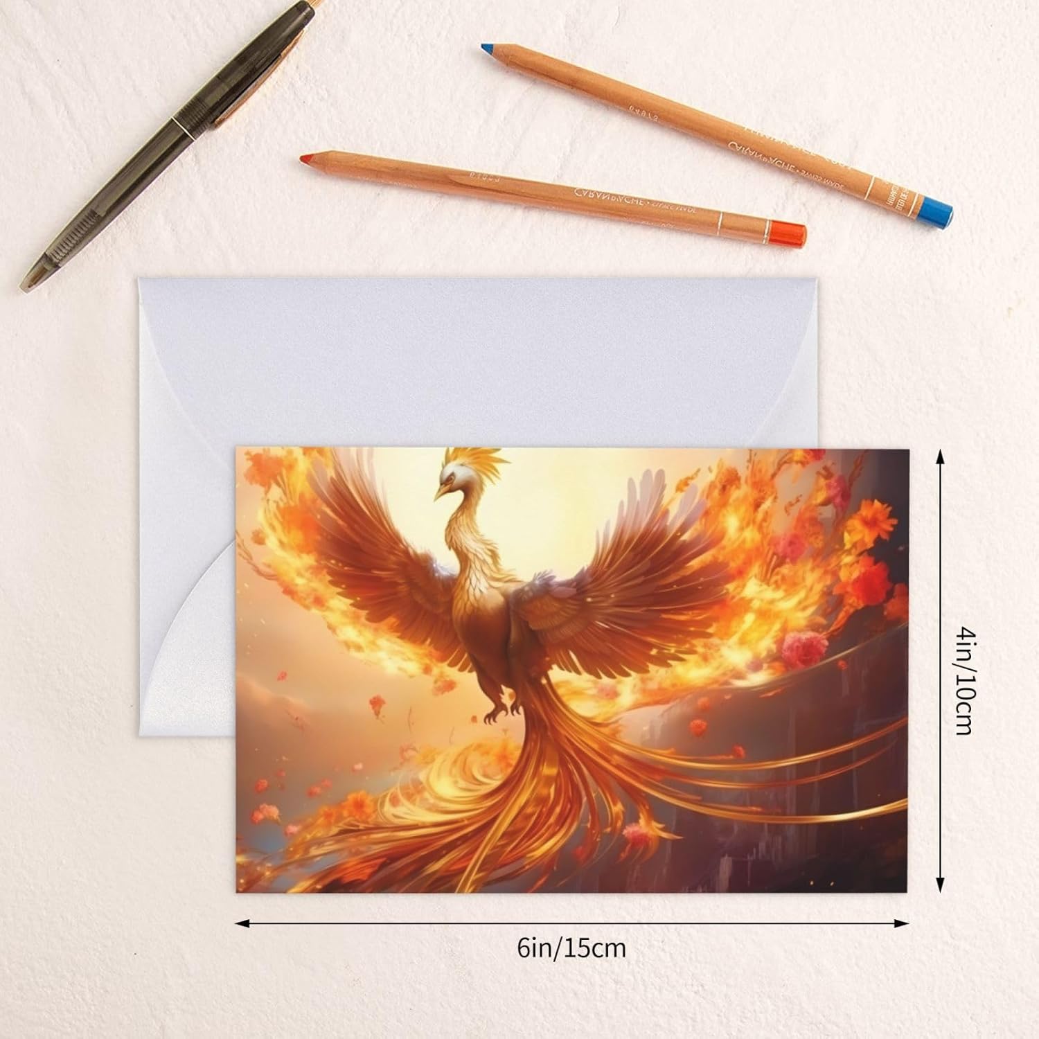 White Phoenix Print Greeting Card 6x4 Inch