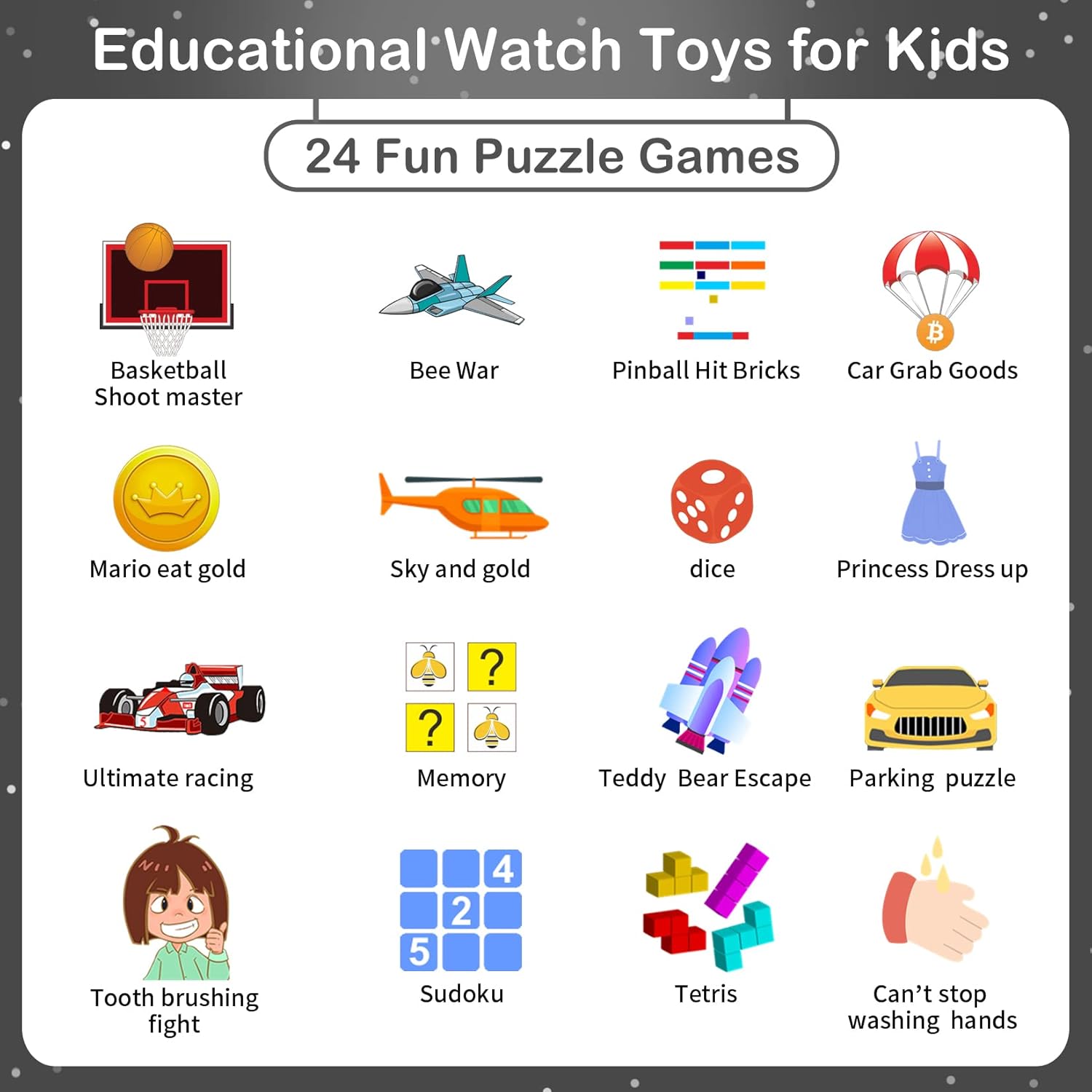 Phyulls Kids Smart Watch with 24 Puzzle Games