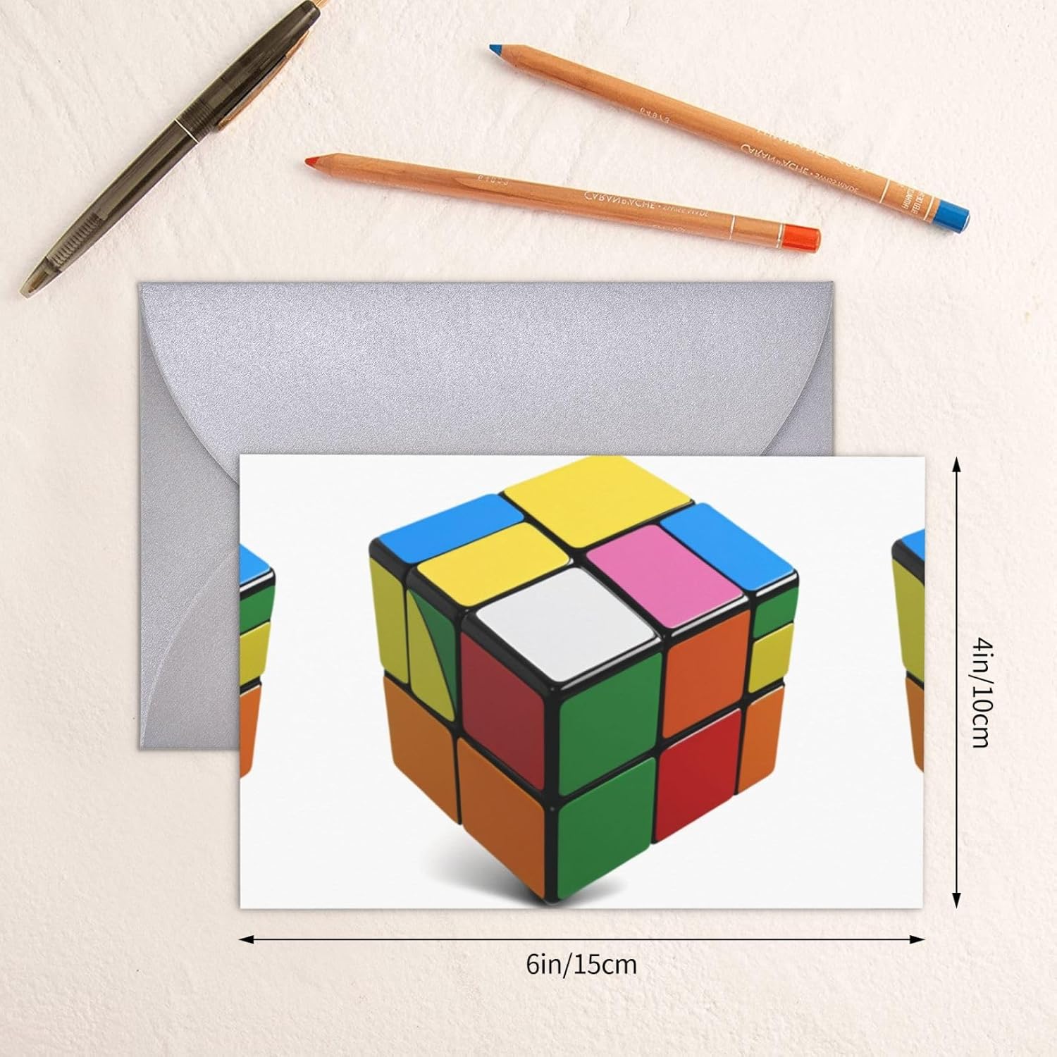 Gray Puzzle Rubiks Cube Pattern Greeting Card