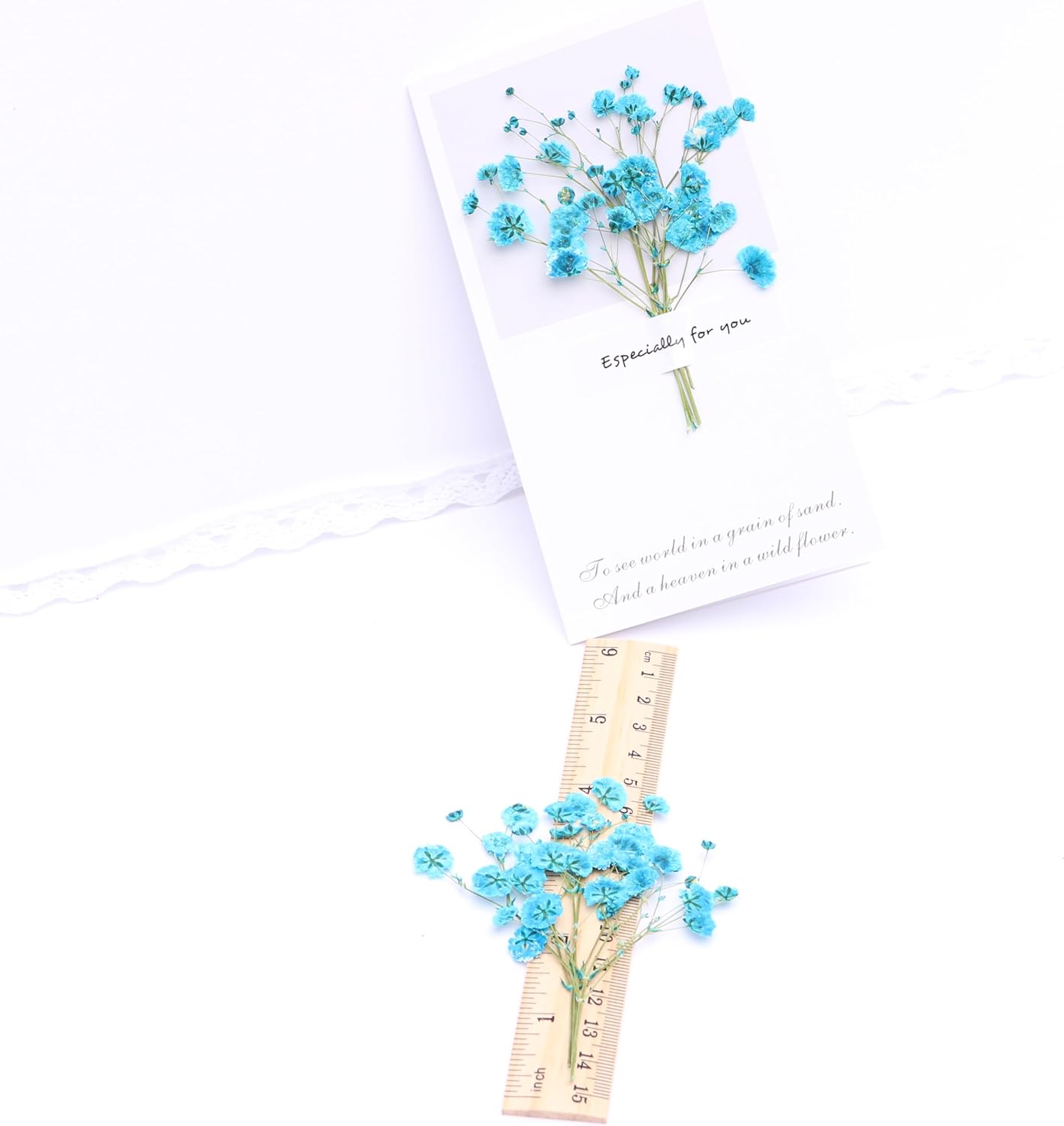 Lake Blue Gypsophila Dried Flowers Greeting Card Set
