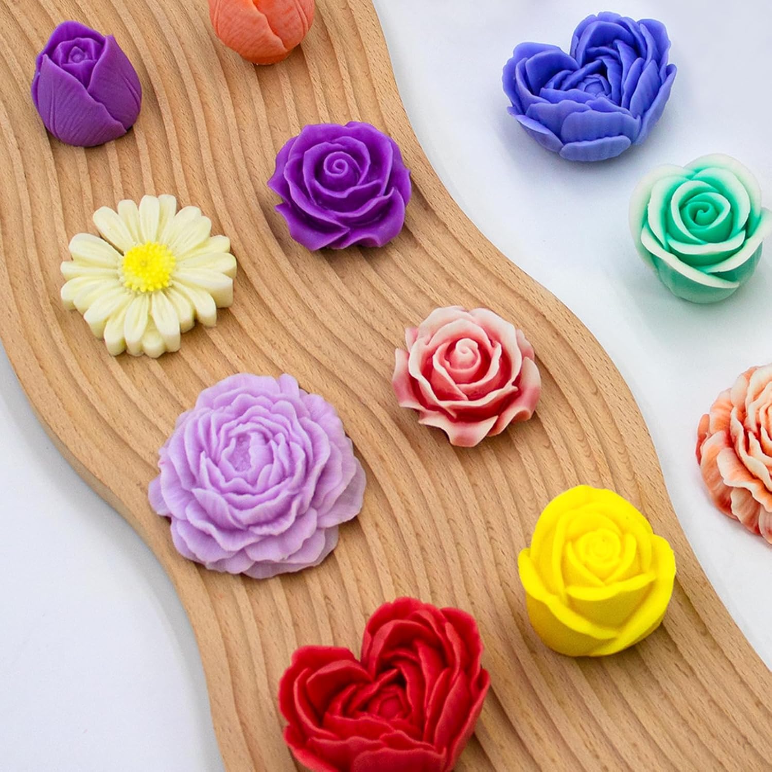 6Pcs Rose Flower Candle Resin Silicone Mold Set
