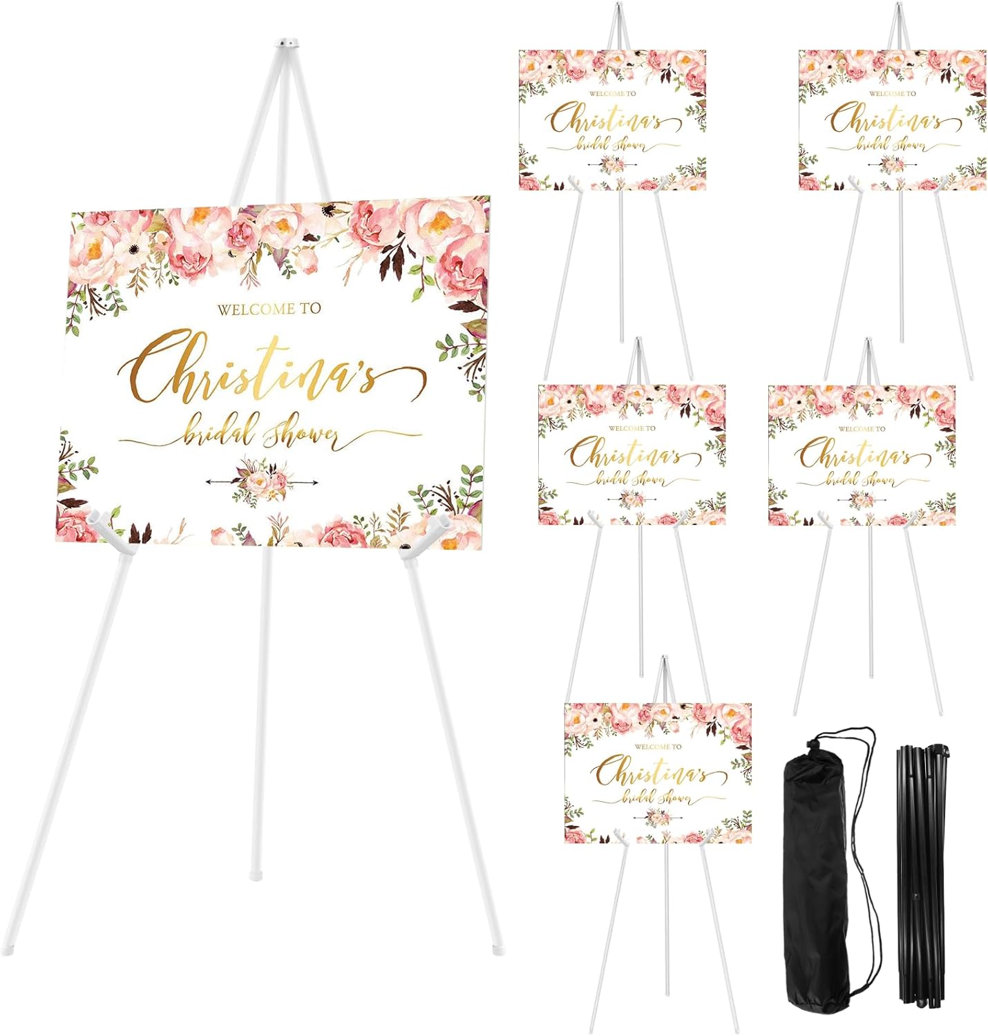 6PCS White Adjustable Metal Easel Stand for Wedding Display