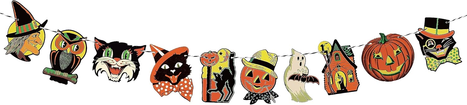 Vintage Halloween Banner with 10 Cute Designs