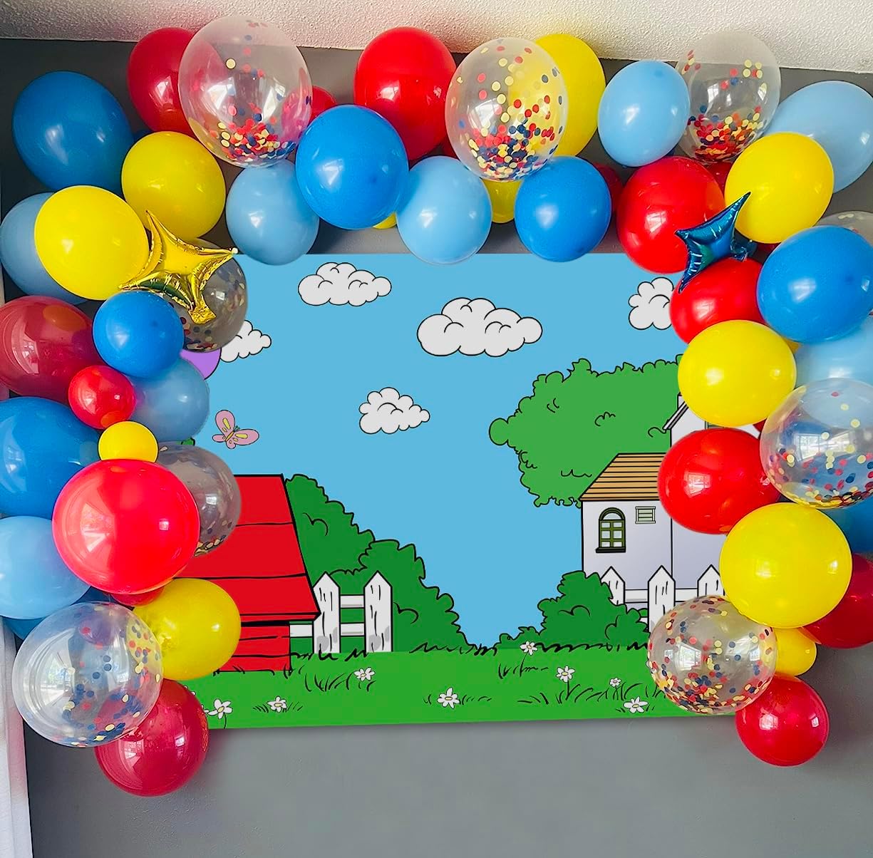 Cute Cartoon Red House Photo Backdrop 5x3 FT