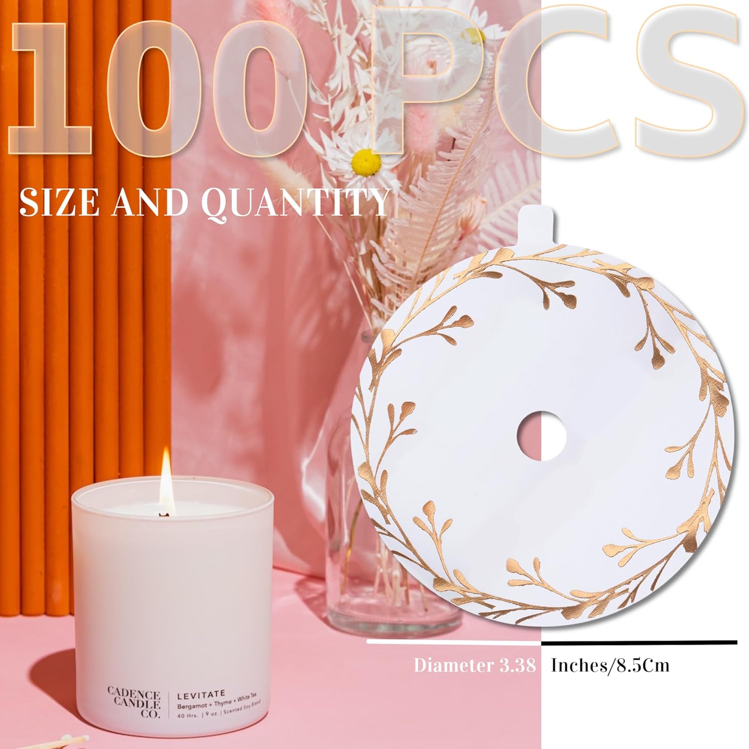 CDXHOME Candle Dust Covers 100pcs Floral Translucent Kraft