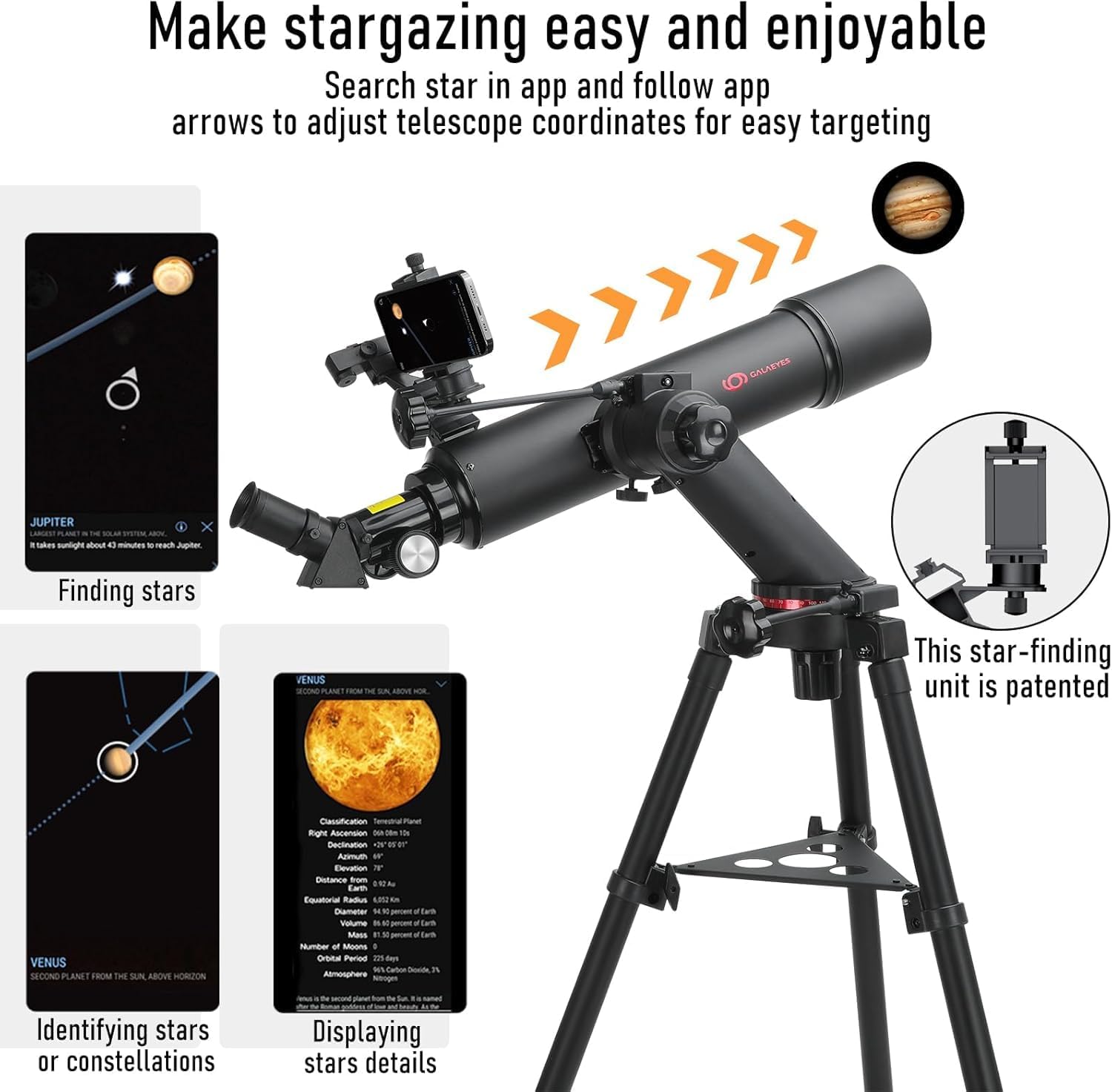 GALAEYES 100mm Aperture Refractor Telescope with Star Finding System