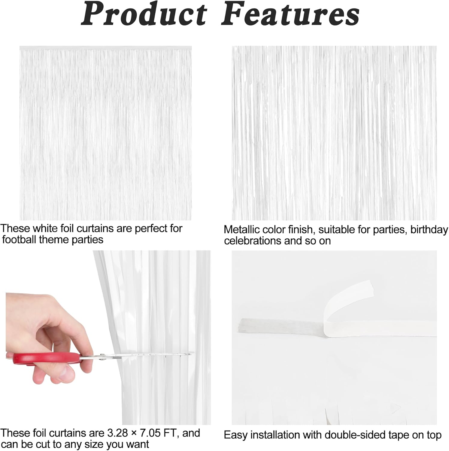 2 Pack Tinsel Backdrop White Party Decor