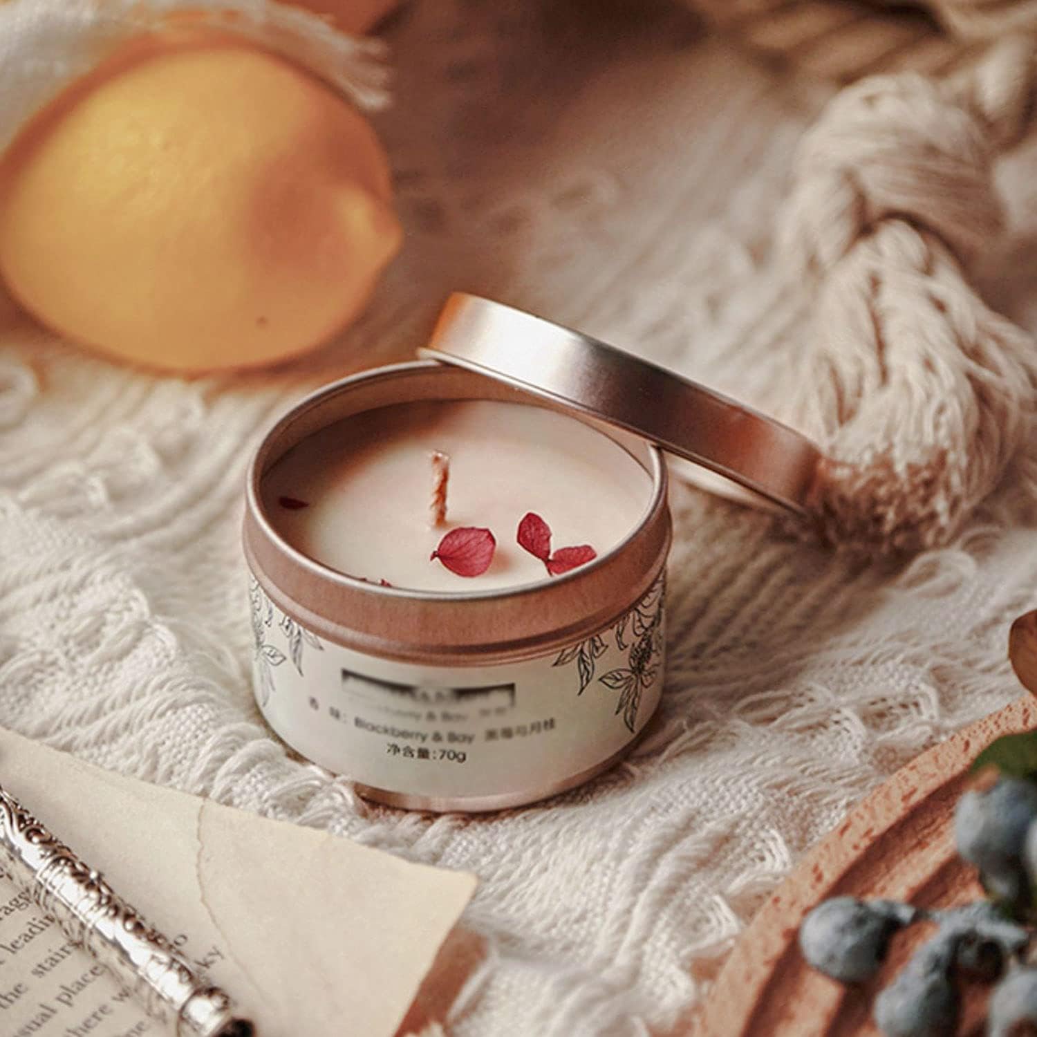 16 Pcs Light Rose Gold Candle Tins for DIY and Storage