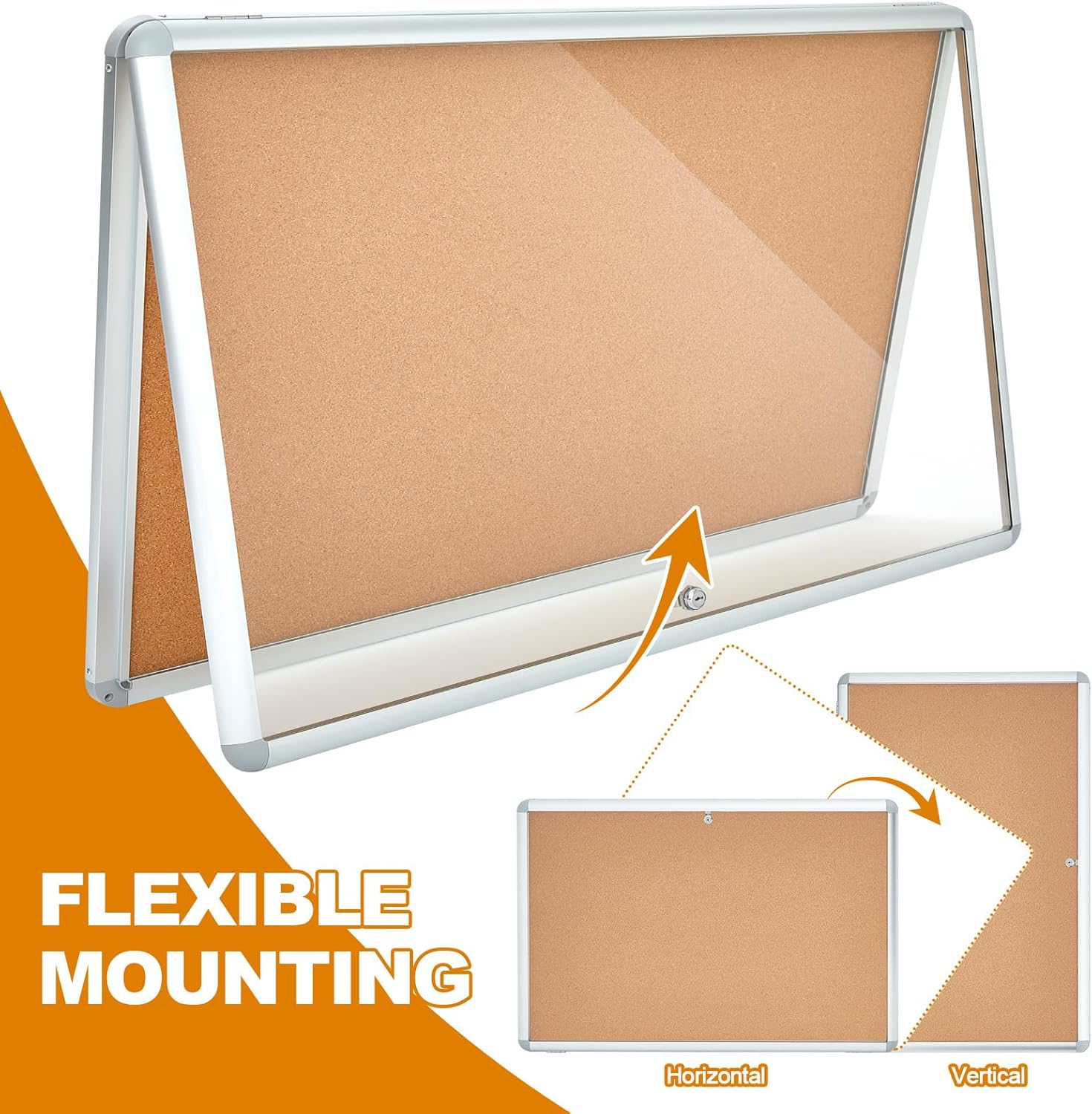 Geetery 36 x 24 Inch Lockable Bulletin Board with Acrylic Doors