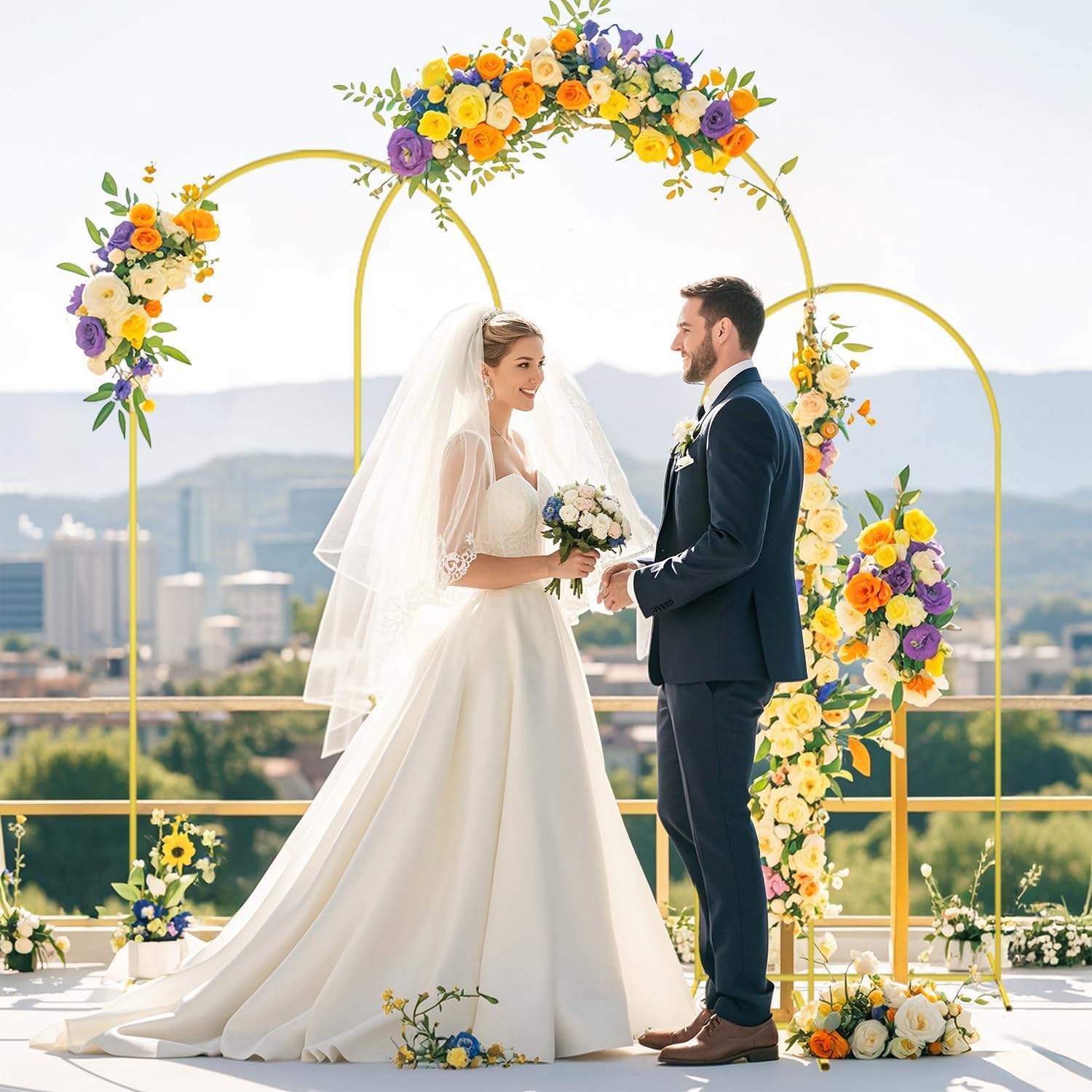 FOTSHARER Gold Arch Backdrop Stand Set of 3