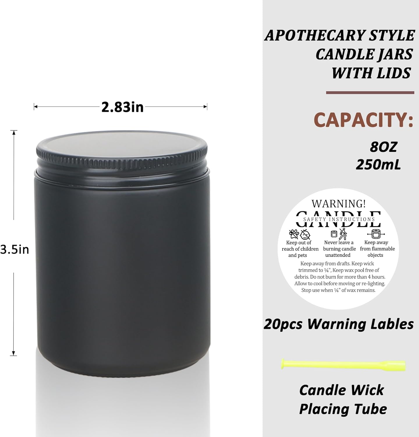 MILIVIXAY 20 Pack Matte Black Candle Jars with Lids