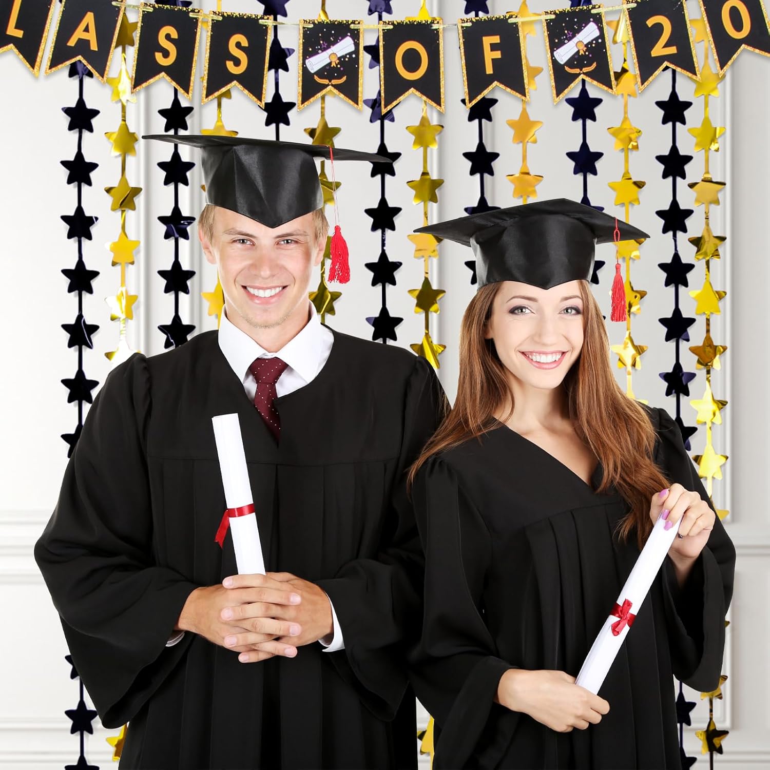 Black and Gold Star Birthday Decorations 2 Pack