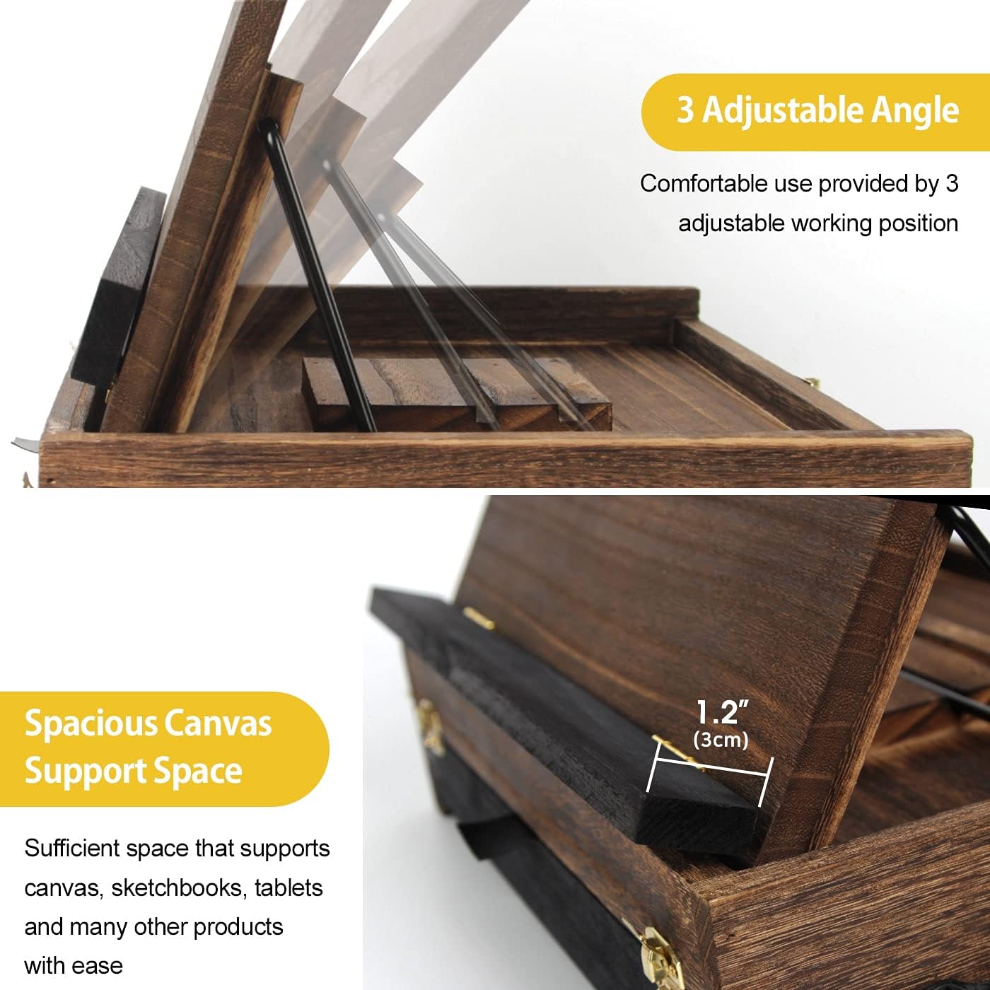 J JACKCUBE DESIGN Rustic Wood Adjustable Easel with Storage Drawer