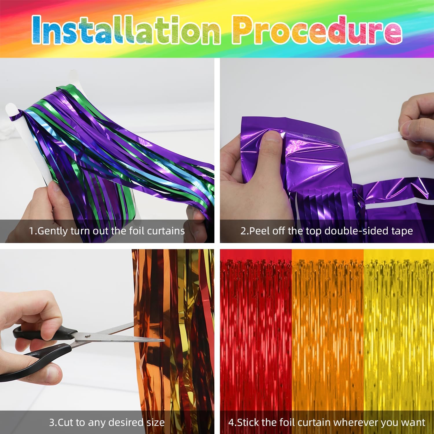 2 Pack Rainbow Backdrop Curtains for Party Decorations