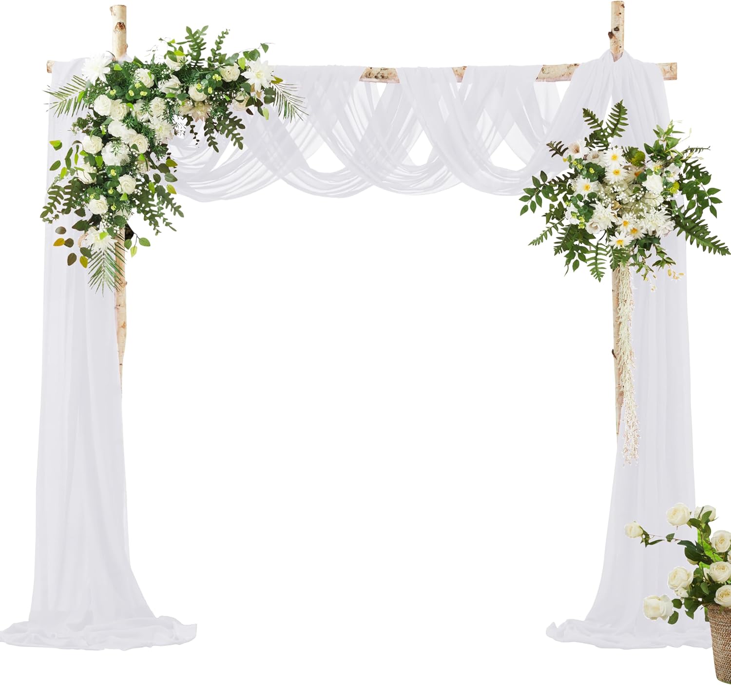 VACVELT Wedding Arch Draping Fabric - White Chiffon 1 Panel 30x20ft Backdrop