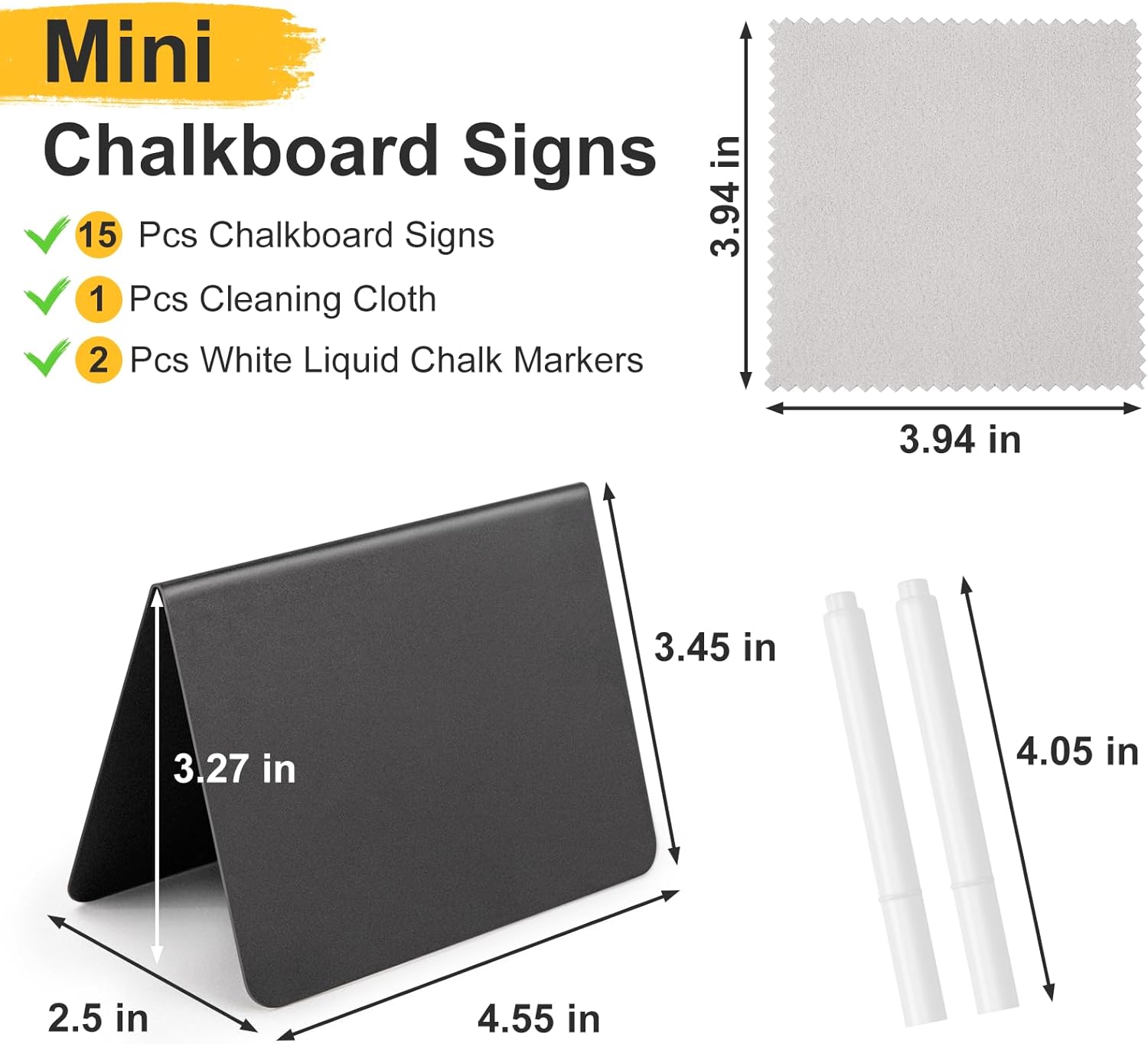 15 Pcs 4x3 Inch Mini Chalkboard Signs for Parties and Events