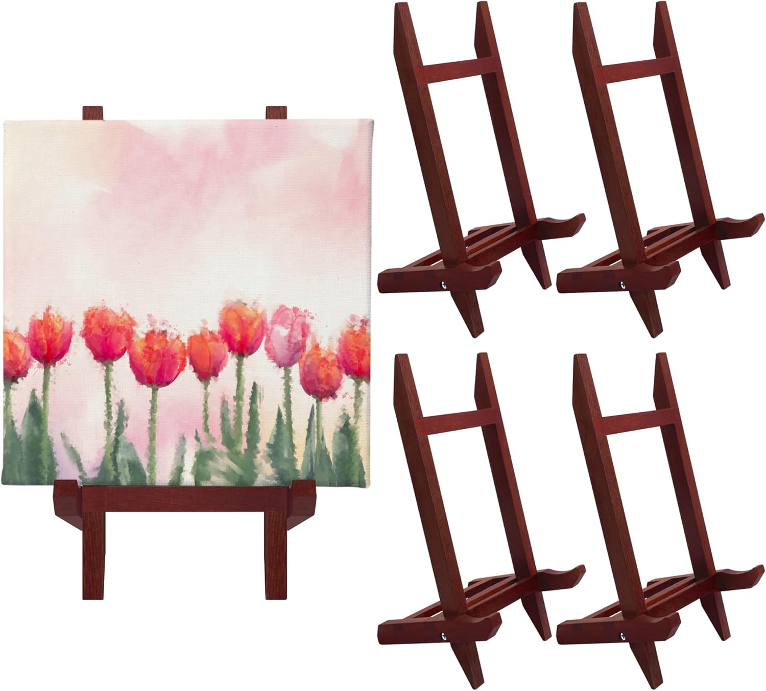 9 Inch Tabletop Easel Stand 4-Pack Walnut Finish