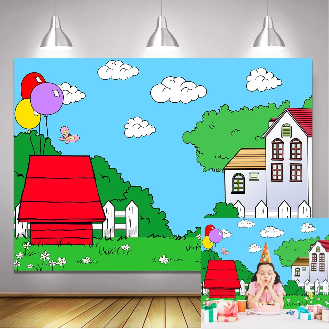Cute Cartoon Red House Photo Backdrop 5x3 FT