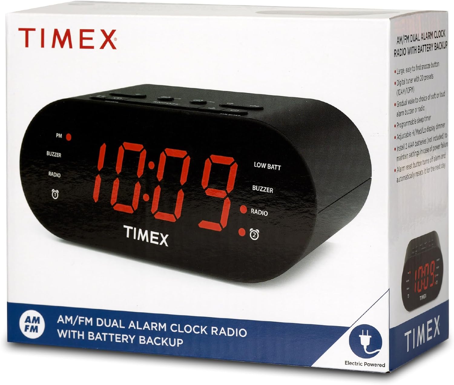Timex T231G Dual Alarm Clock Radio with Display and Line-in Jack 1