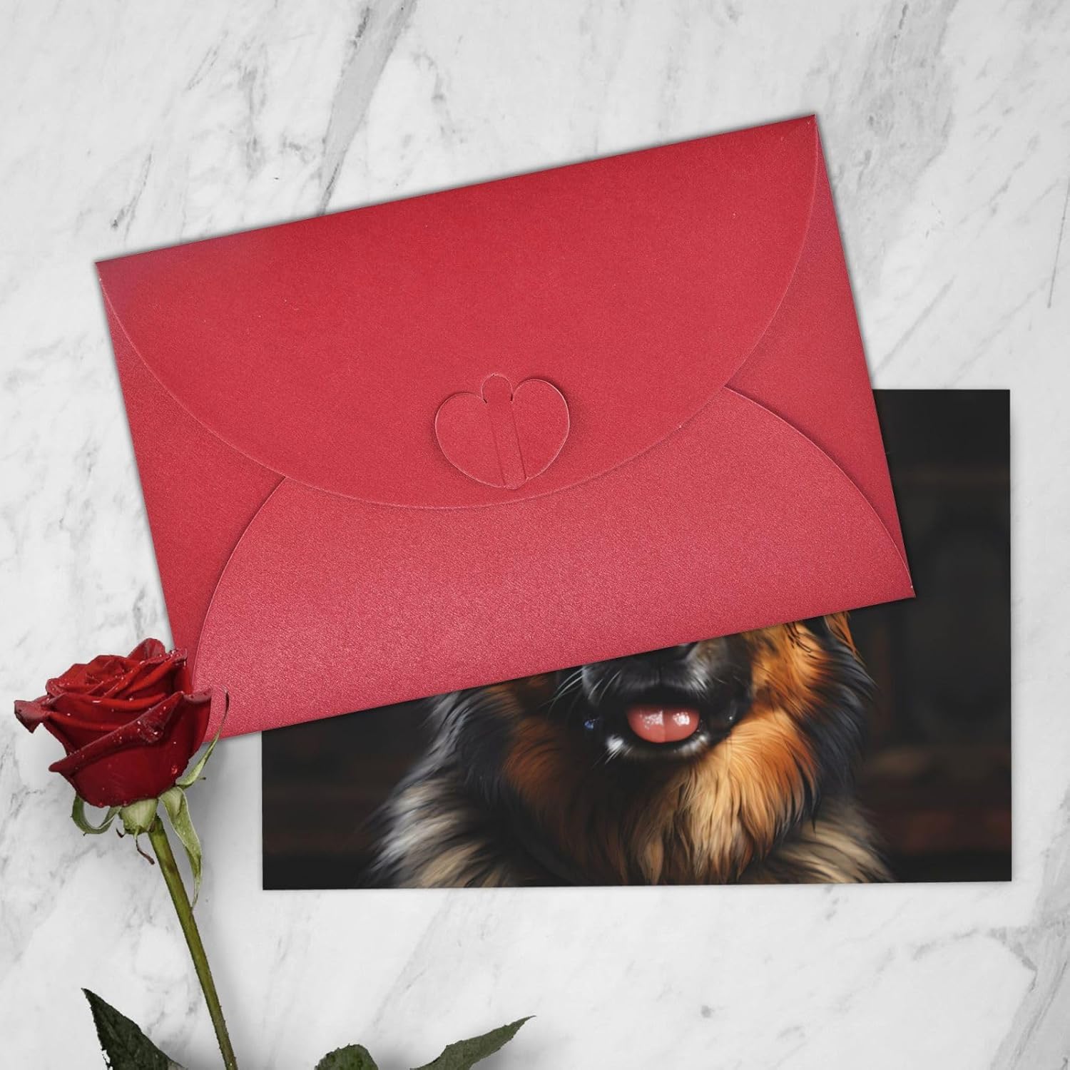 Red Pearlescent Holiday Cards 4x6 German Shepherd Design