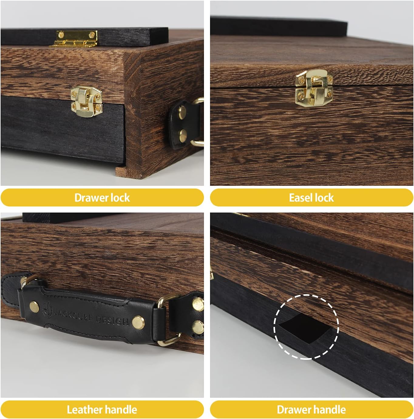 J JACKCUBE DESIGN Rustic Wood Adjustable Easel with Storage Drawer