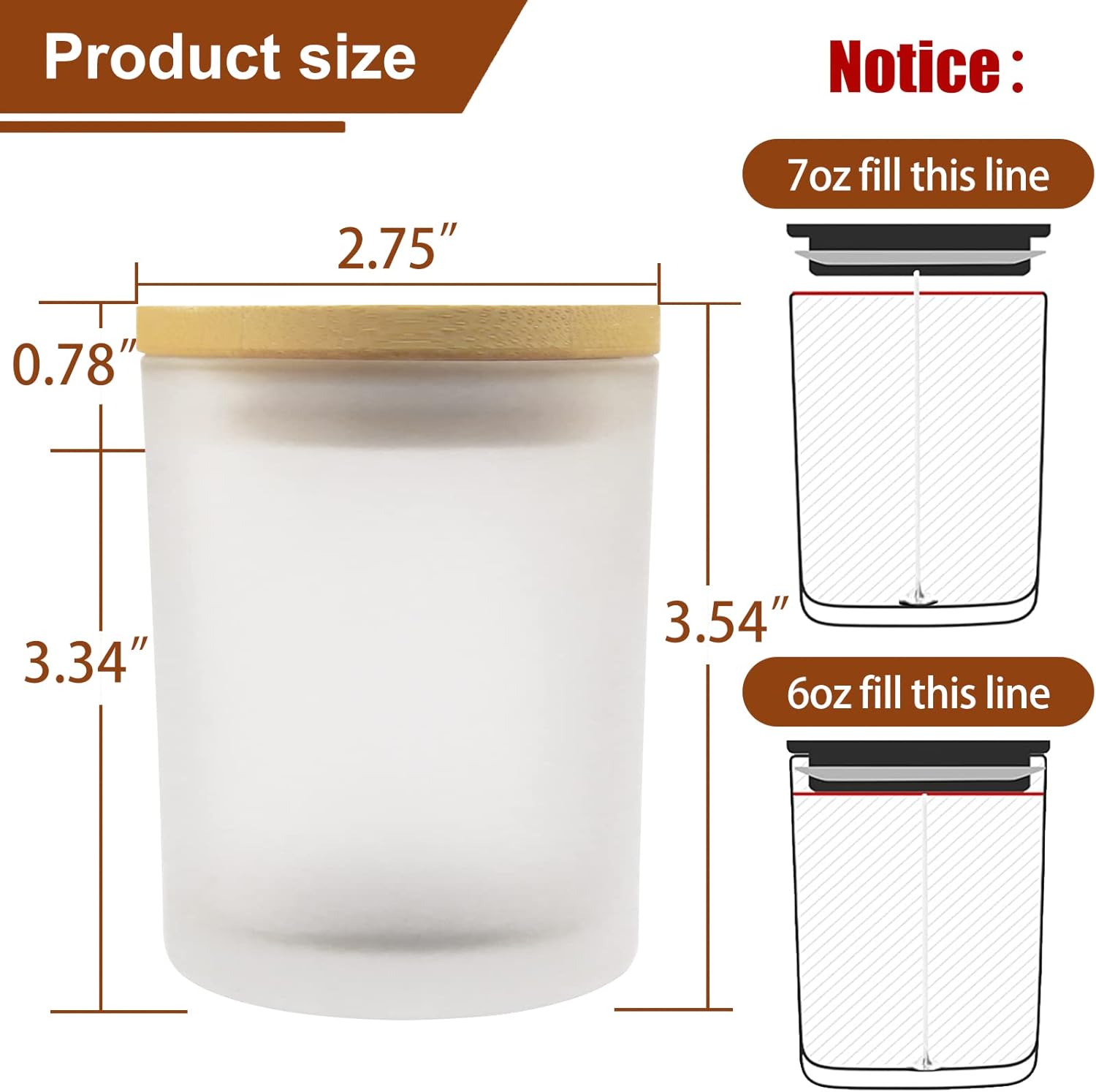 CONNOO 15 Pack Frosted Glass Candle Jars with Bamboo Lids