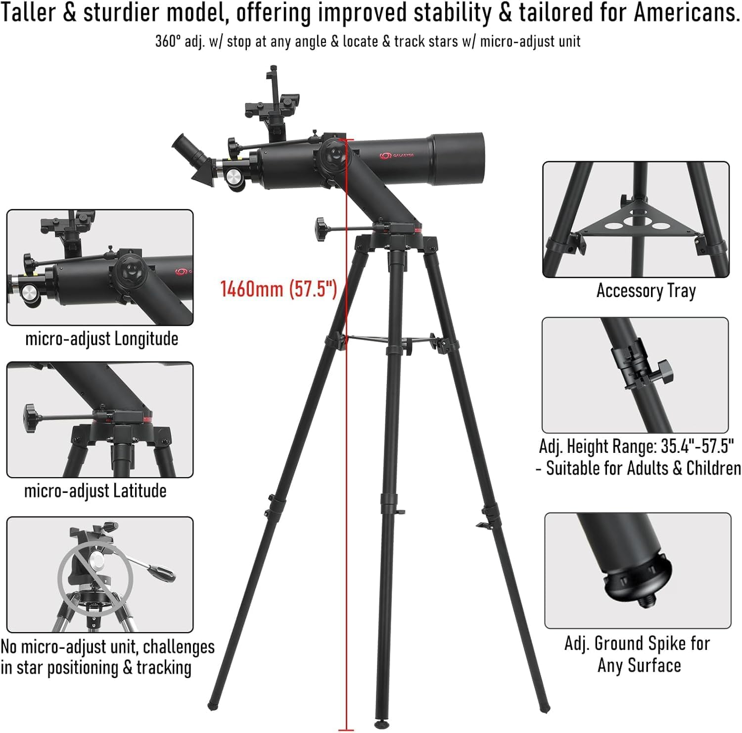 GALAEYES 100mm Aperture Refractor Telescope with Star Finding System