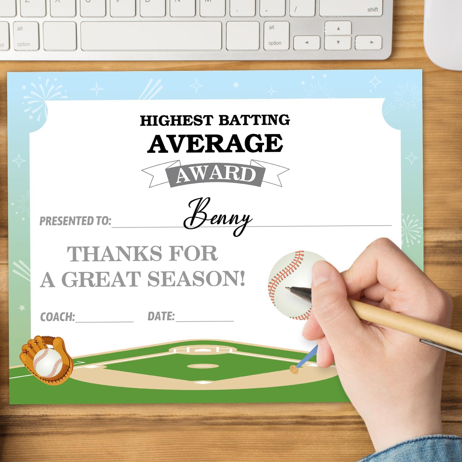 Baseball Award Certificates for Students Teachers Teams Employees