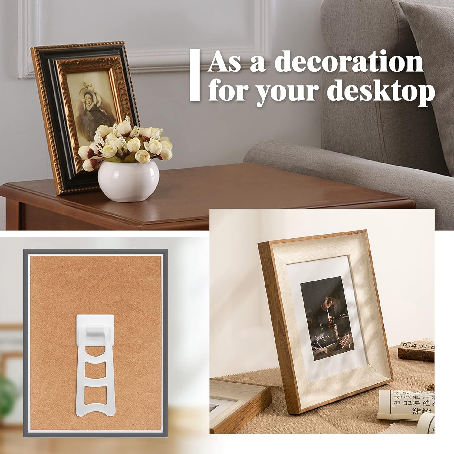 4 White Plastic Frame Easel Back Stand 12 Pcs