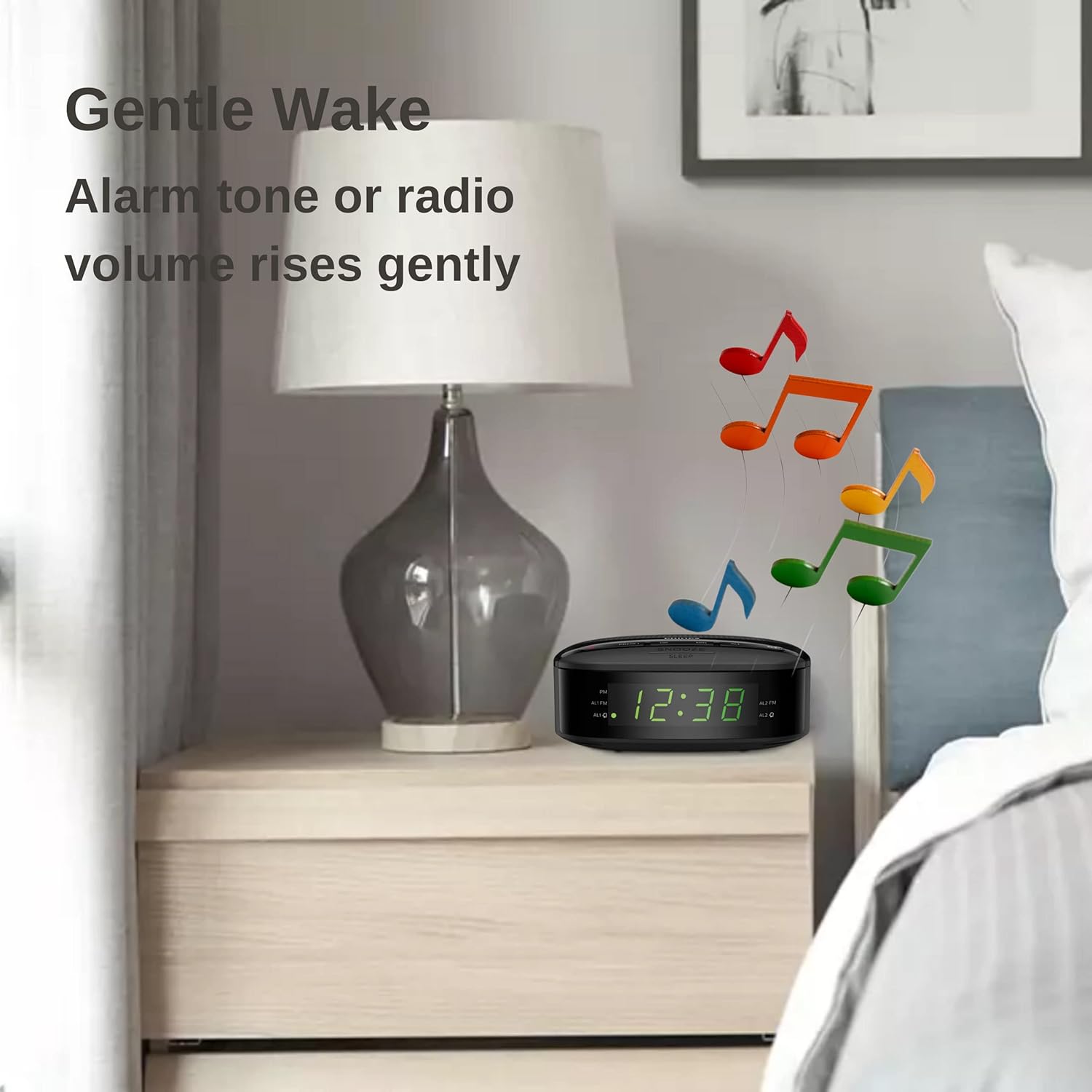 Philips Radio Alarm Clock with LED Display and Snooze Function