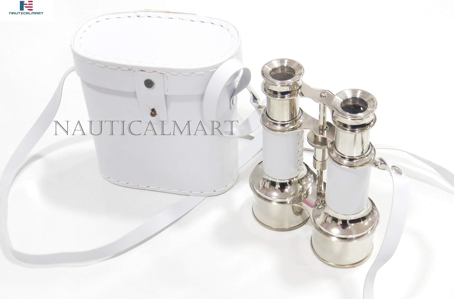 Nautical Chrome Binocular with Leather Case