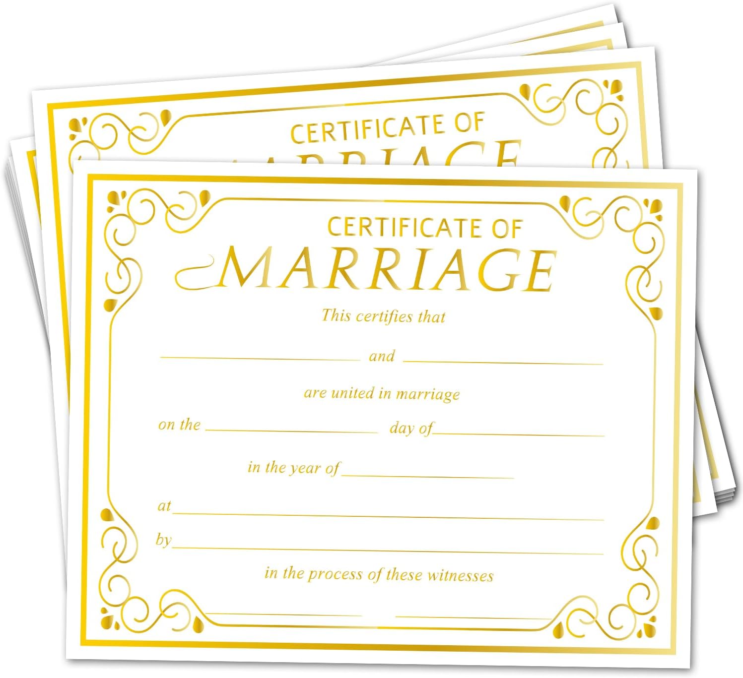 Gold Marriage Certificate Paper for Wedding Ceremony