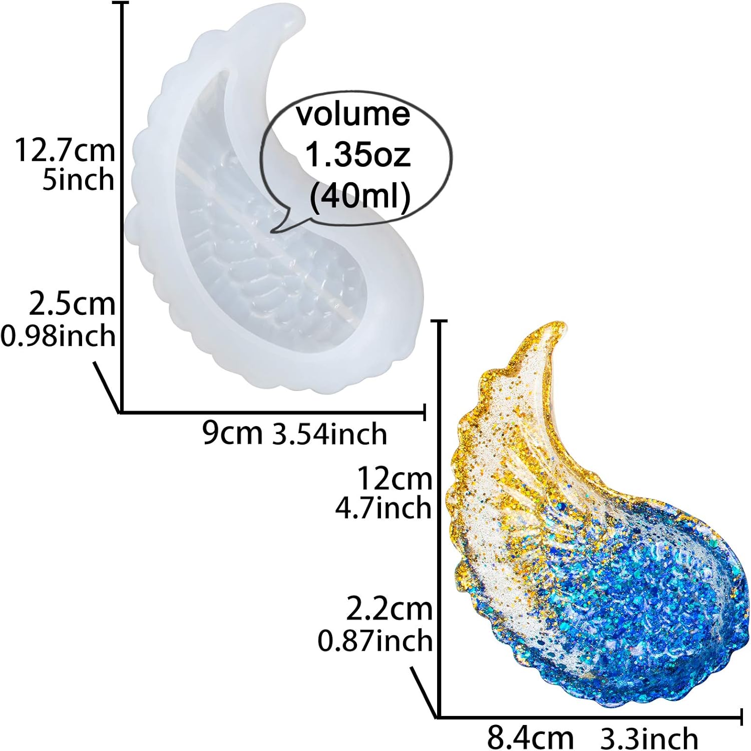 Angel Wing Trinket Dish Epoxy Resin Silicone Molds 2-Count