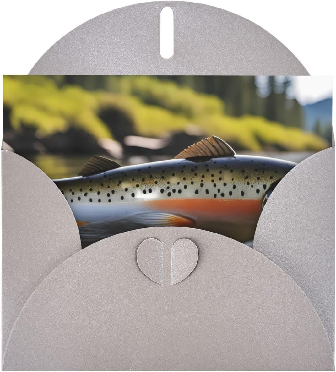 Gray Pearlescent Holiday Cards 4x6 Inch Brook Trout Fly Fishing Print