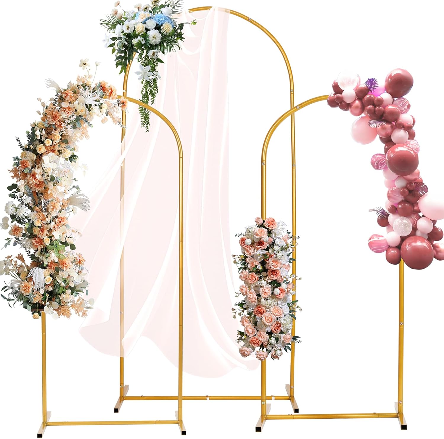 Liacere Gold Metal Arch Backdrop Stand Set of 3