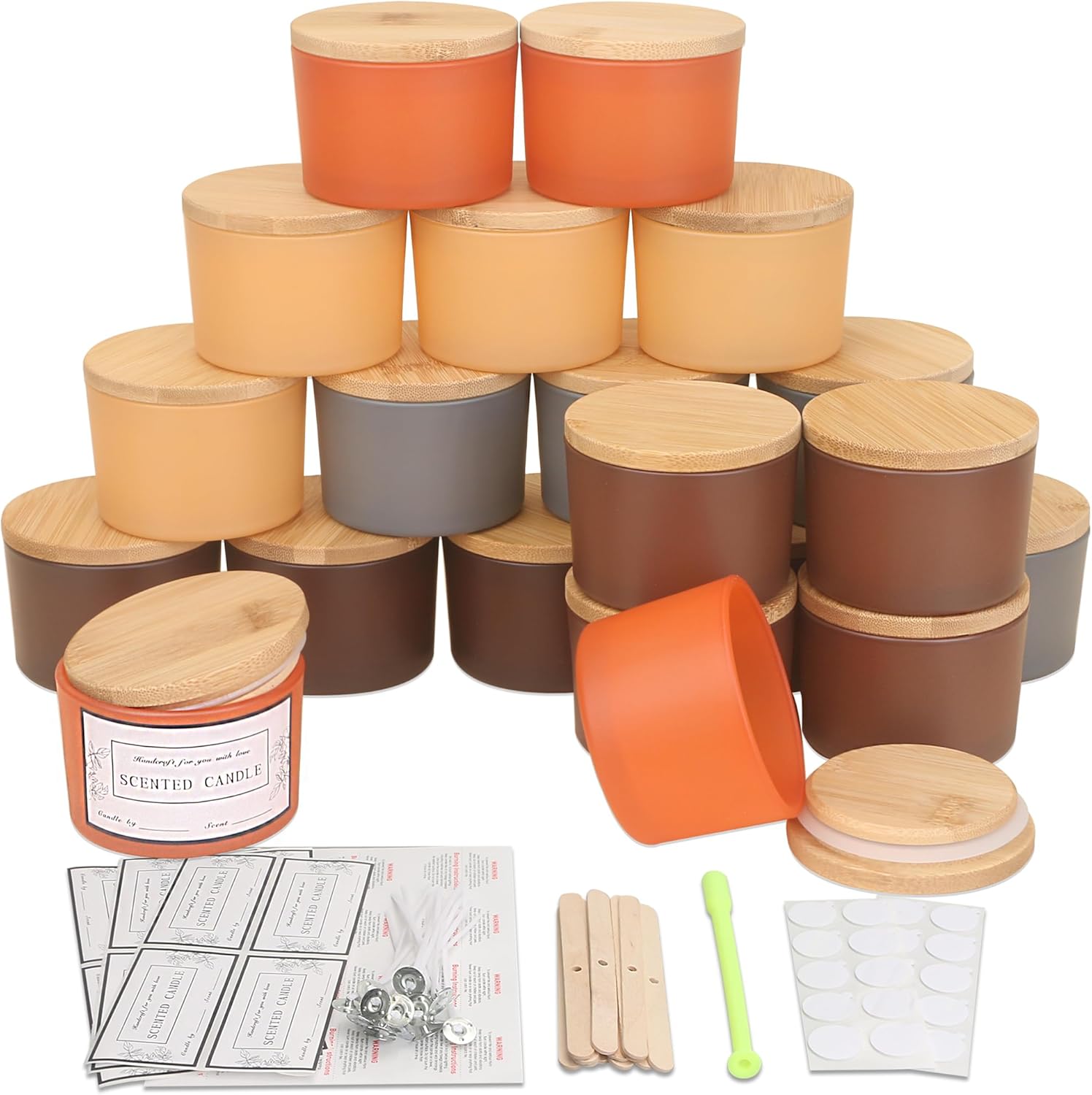 MILIVIXAY 20-Pack Fall Candle Jars with Lids and Kit