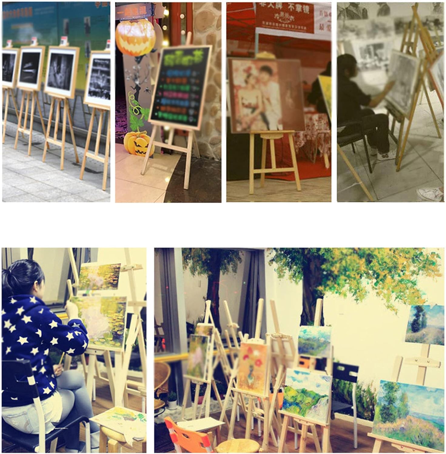 150cm Tall Folding A-Frame Wooden Easel for Art and Display