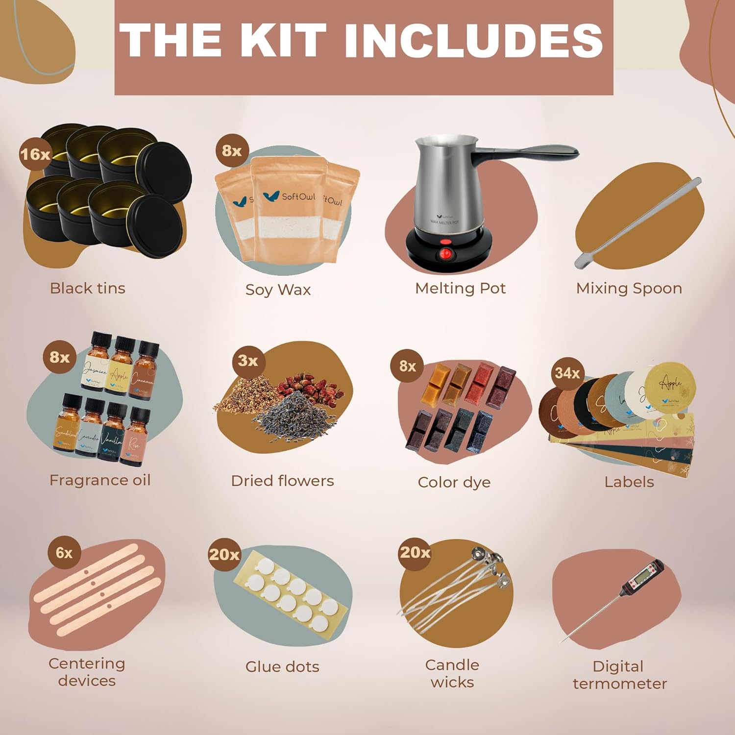 SoftOwl Premium Soy Candle Making Kit Black Edition