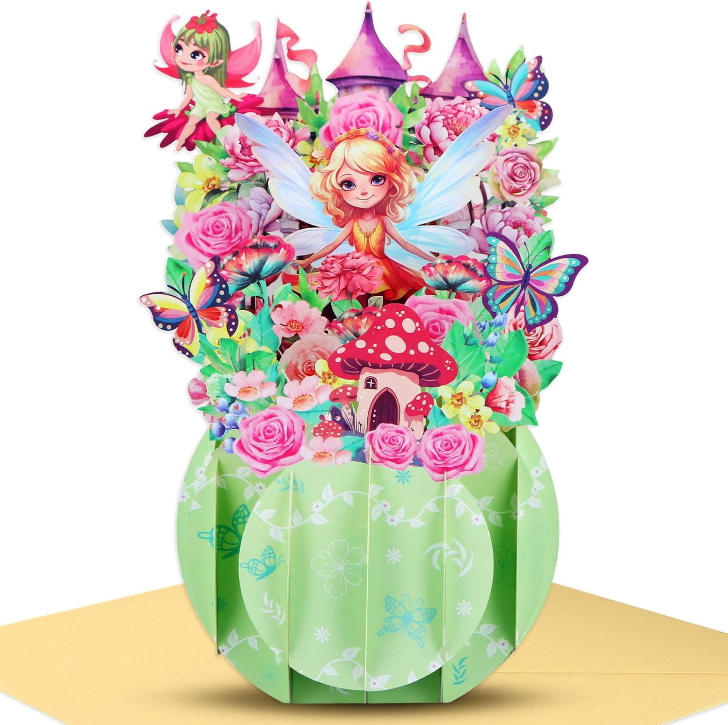 FaCraft Fairy Birthday Card Handmade Pop Up Gift with Envelope