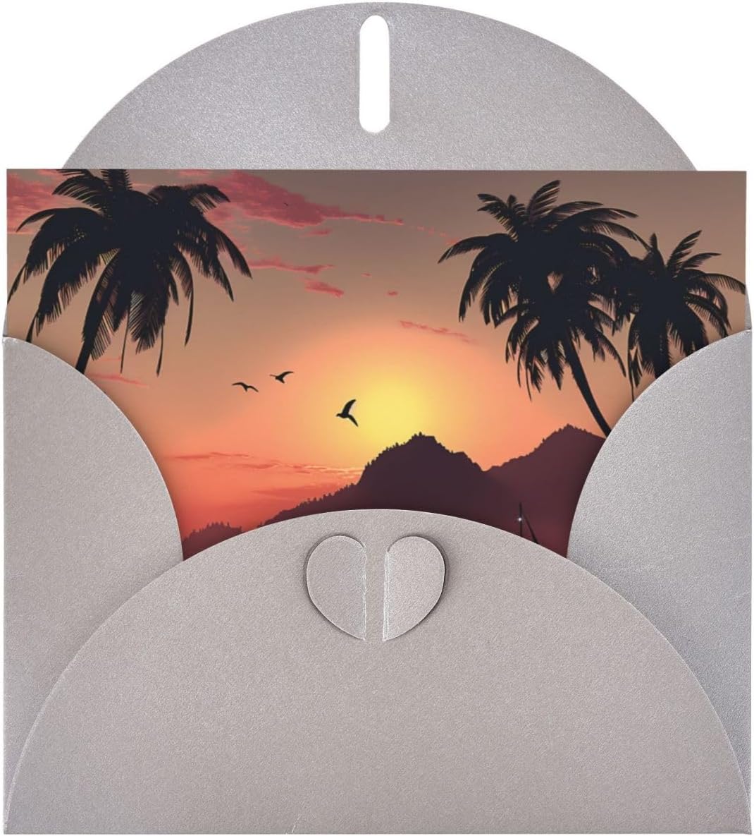 Gray Lake At Sunset Greeting Card with Pearl Luster