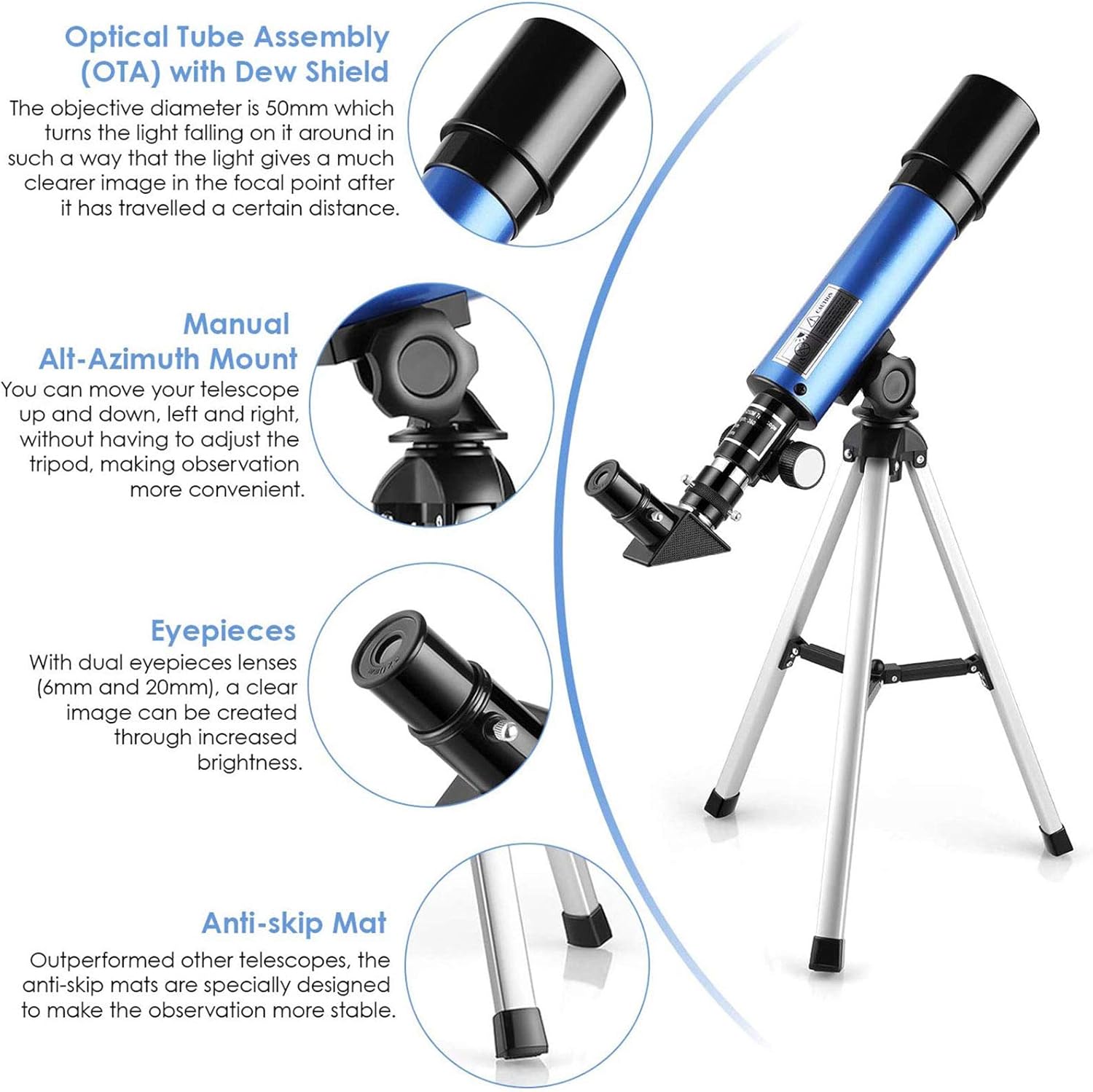 Timisea Kids Telescope with 90x Magnification and 360 Degree Tripod