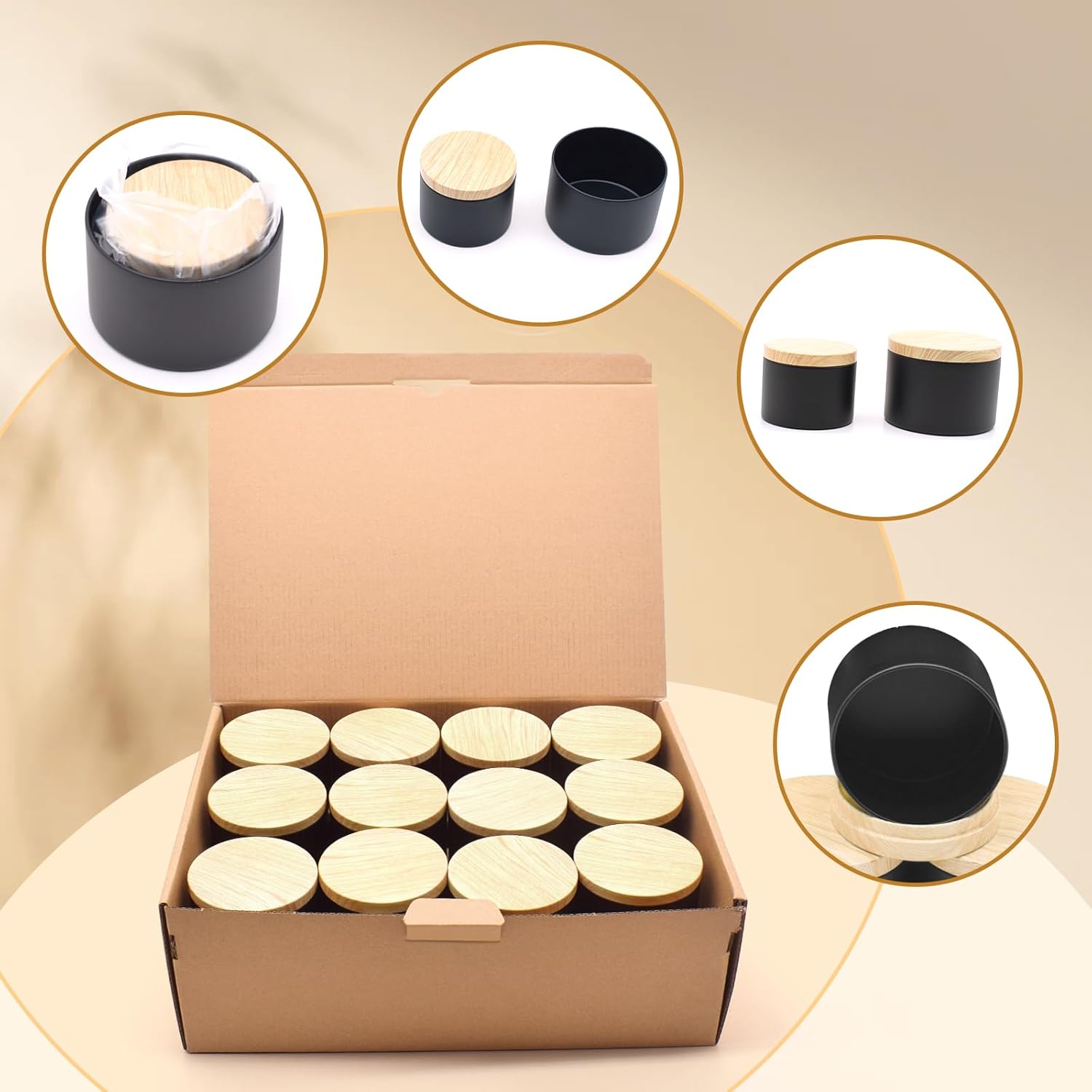 48-Pack Candle Jars with Metal Lids for Candle Making