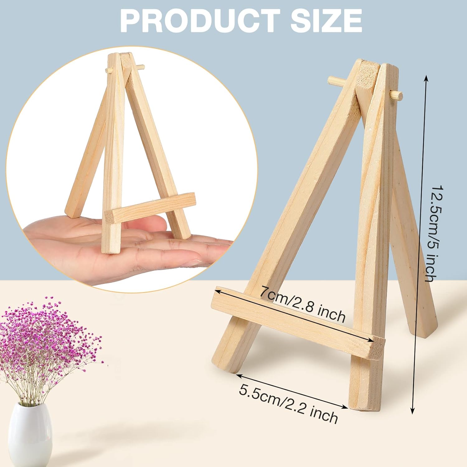 Yalikop 40 Pack 5 Inch Mini Wood Easel Stand